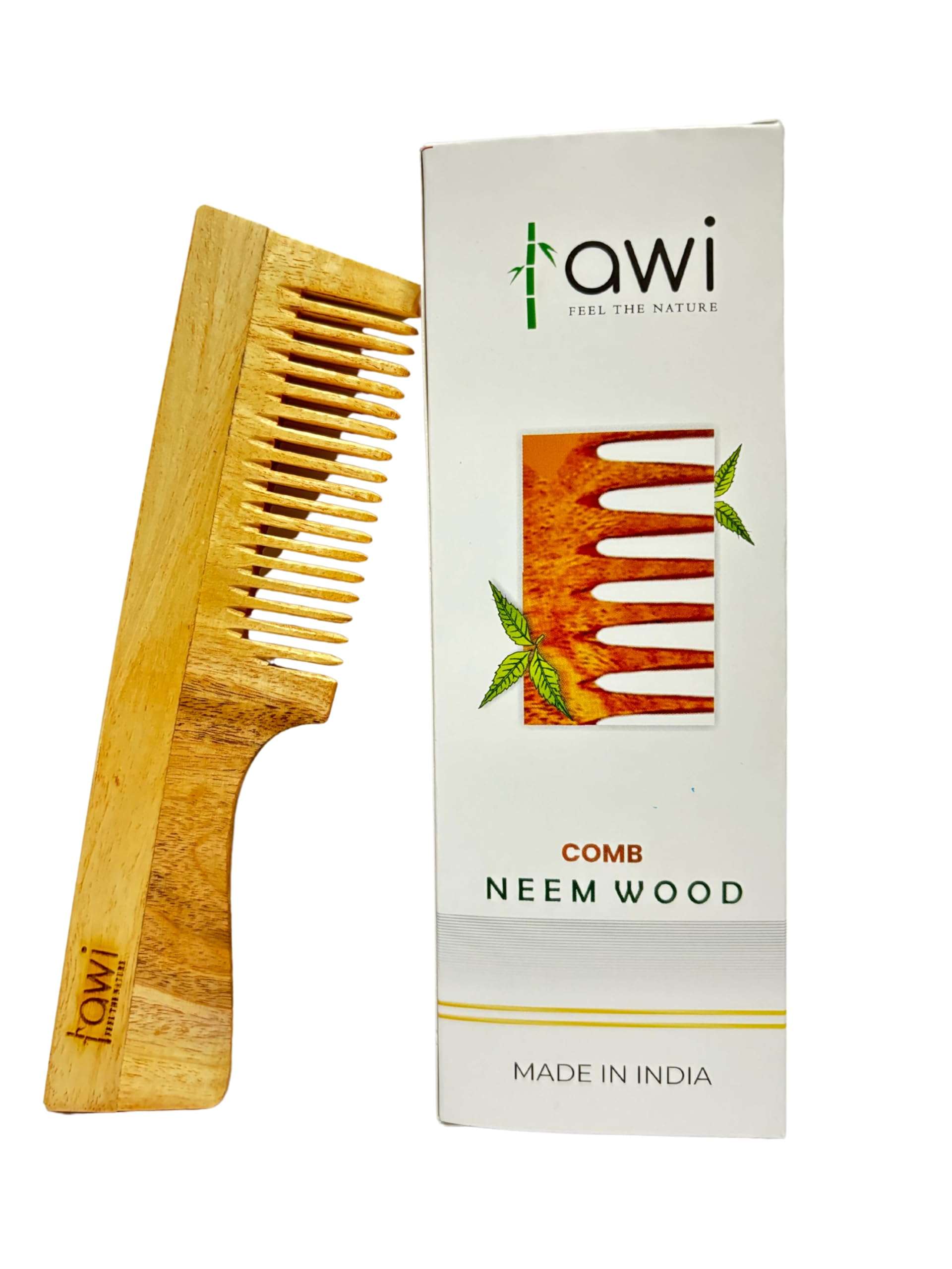 Awi Kacchi Neem Wooden Comb - Soaked In Neem Oil For Multi-Actions - Detangling, Frizz Control & Shine,Suited for Hair Growth, Hair fall & Dandruff Control For All Hair Types 4