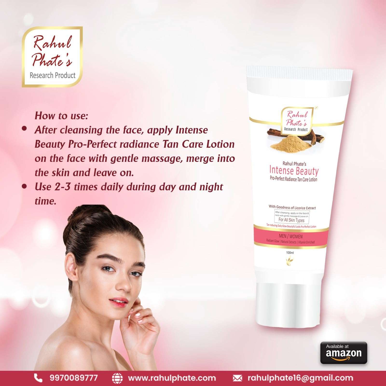 Rahul Phate's Intense Beauty Pro-Perfect Radiant Tan Care Lotion-100ml 4