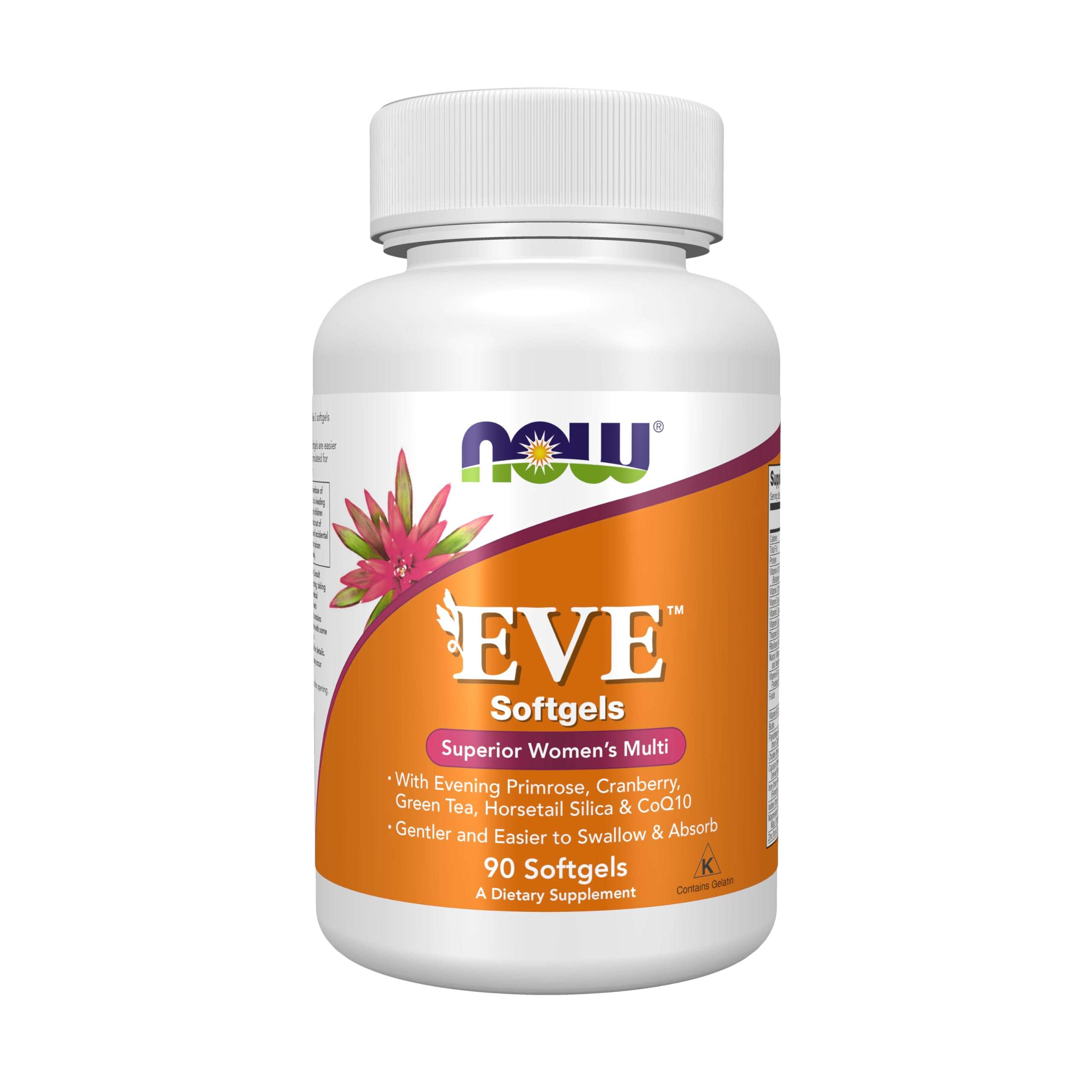 NOW Foods Supplements, Eve™ Women's Multivitamin with Evening Primrose, Cranberry, Green Tea, Horsetail Silica & CoQ10, 90 Softgels 1