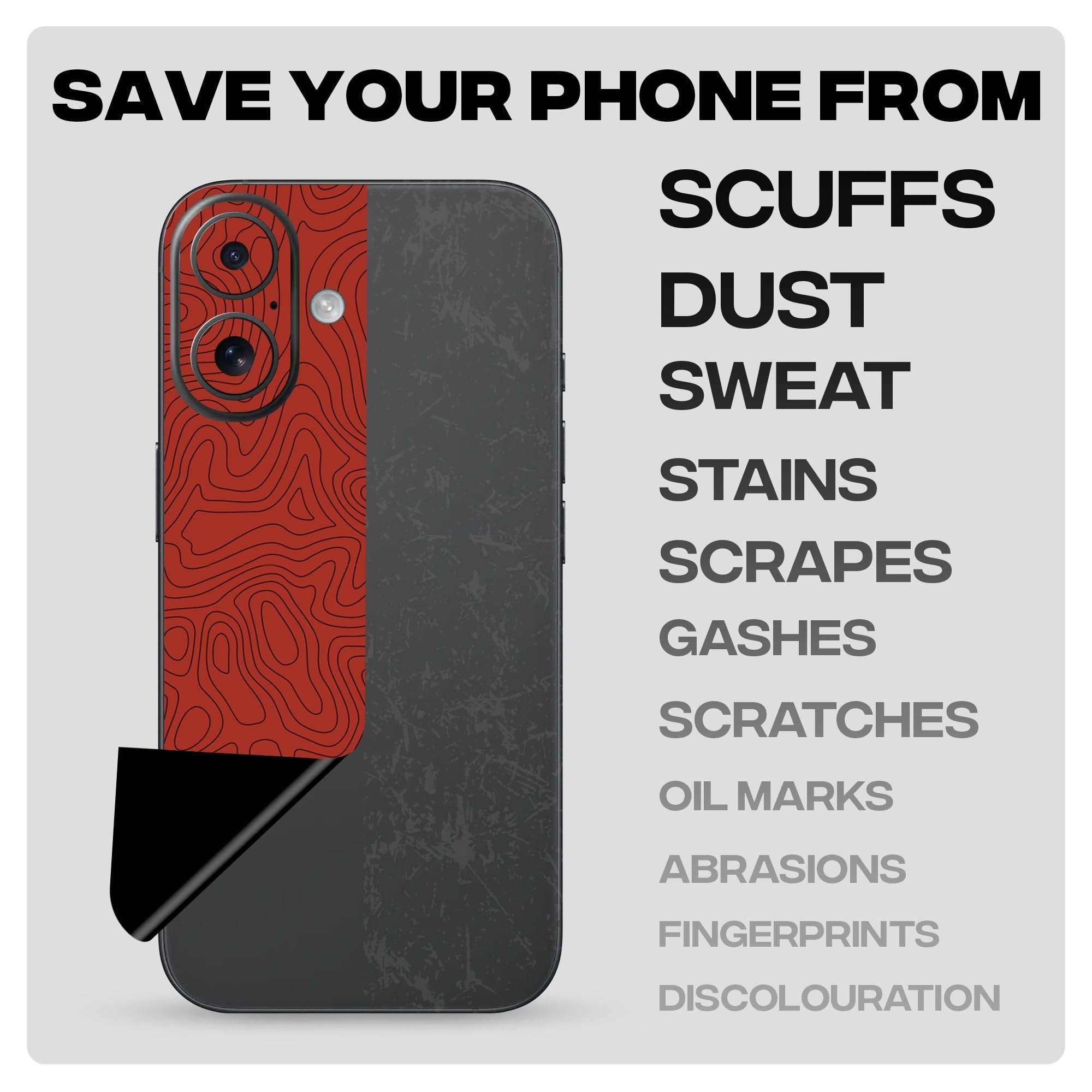 Capes India Mobile Phone Skins Compatible with Apple iPhone 16 | Not a Cover/Case | Protective Film Vinyl Sticker (Lava, Full Body Skin) 3