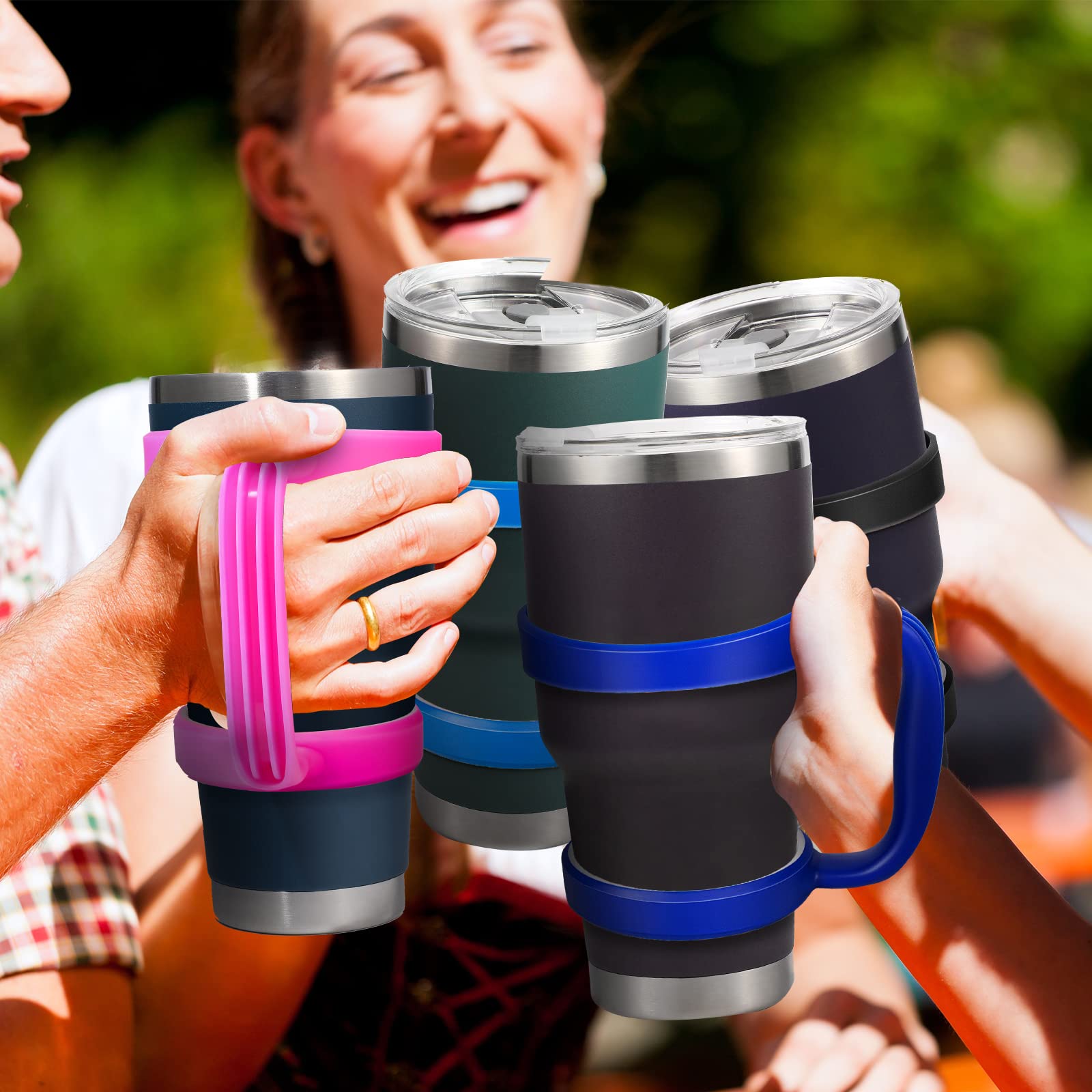 Sieral 5 Pack Tumbler Handle Tumbler Holder Portable Compatible with 30 oz of RTIC, Simple Modern, SUNWILL, Tervis All Brand Travel Tumbler Cup Mug (Stylish Style) 6