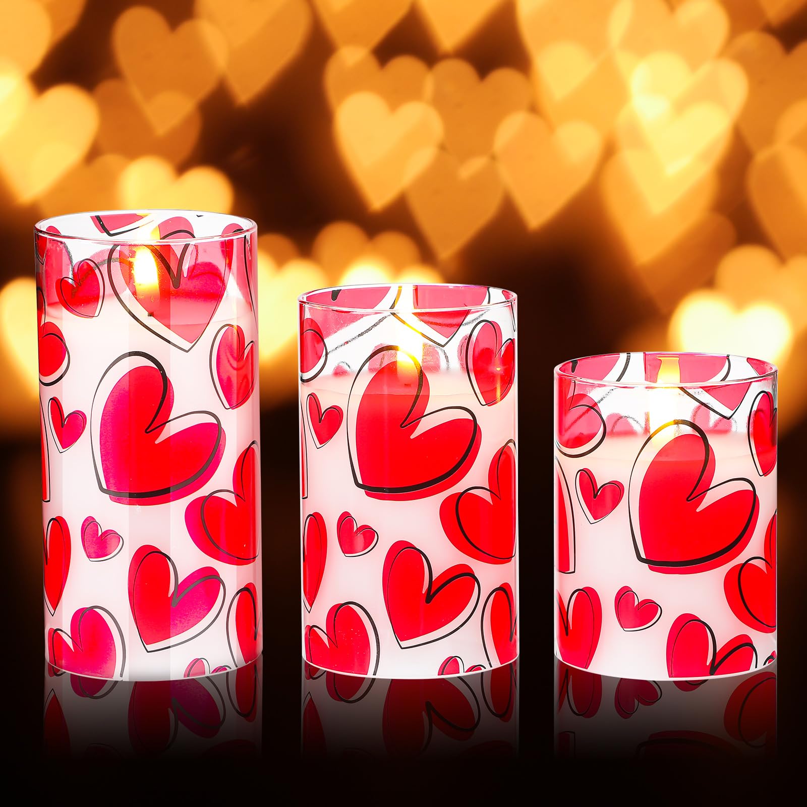VIHOSE Valentine LED Flameless Candles Romantic Heart Battery Operated Pillar Candles for Romantic Night Valentines Gifts Proposal Anniversary Festival Gift Decor(Heart) 1