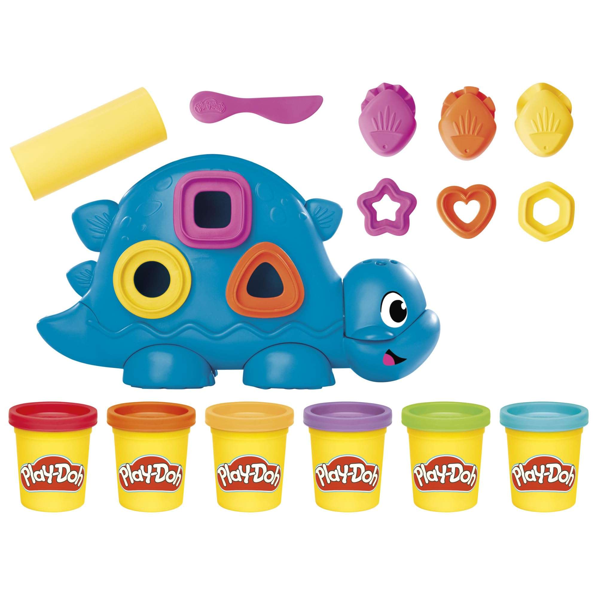 Play-Doh Shapes & Colors Dino Starter Set, Tactile Sensory Play Dinosaur Toys for Kids 2+, 11 Accessories 1