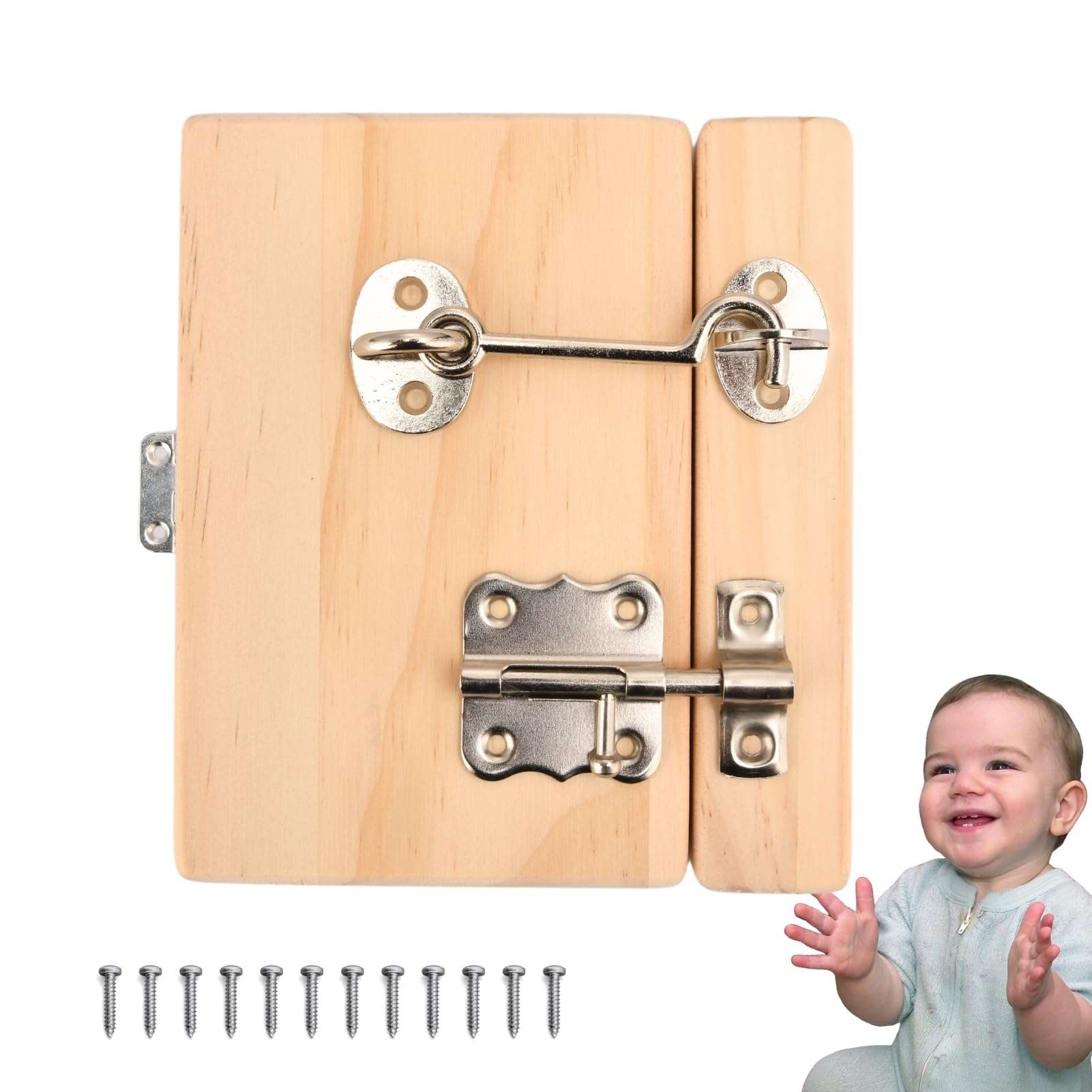 Montessori Wooden Busy Board DIY Accessories Parts Set-DIY Materials for Parents-Sensory Board Items-Activity Parts-Preschool Educational Toy-Sensory Wall Material Kit-Wooden Door 1