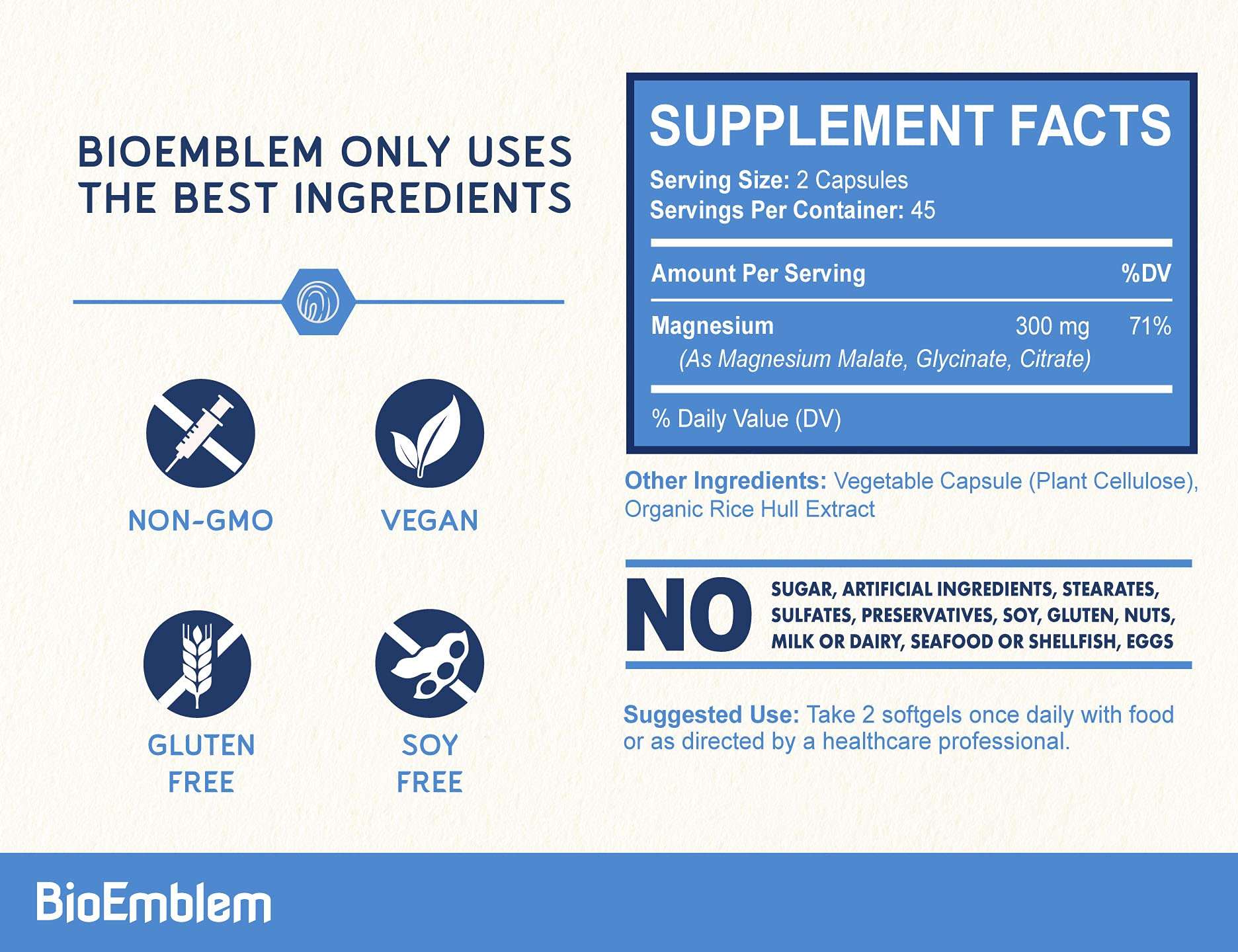 BioEmblem Triple Magnesium Complex and Vitamin D3 K2 and Women's Multivitamin 4