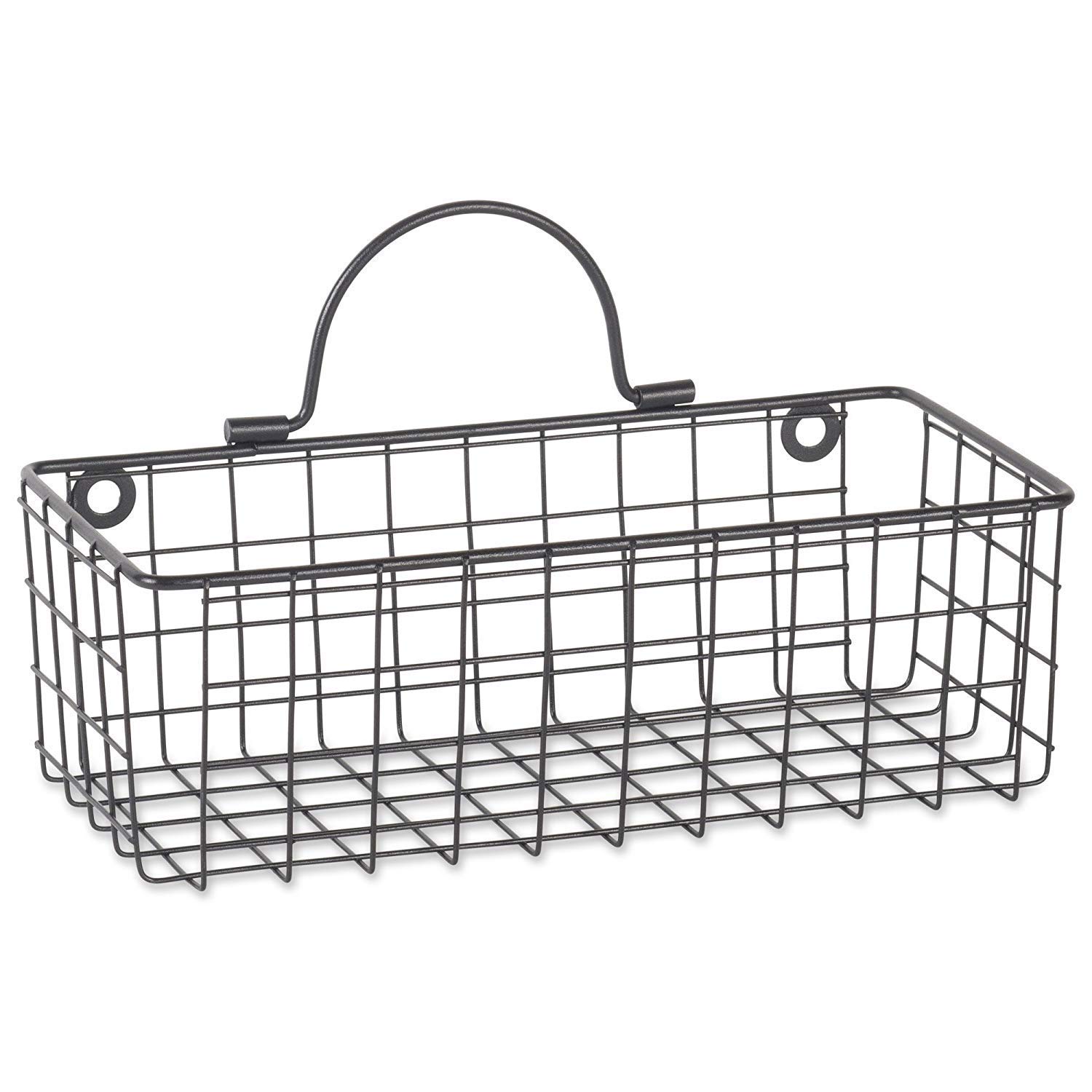 INDIAN DECOR . 28727 Wire Metal Classic Farmhouse Vintage Hanging Wall Mounted Basket (Small, Black) - Set of 2 6