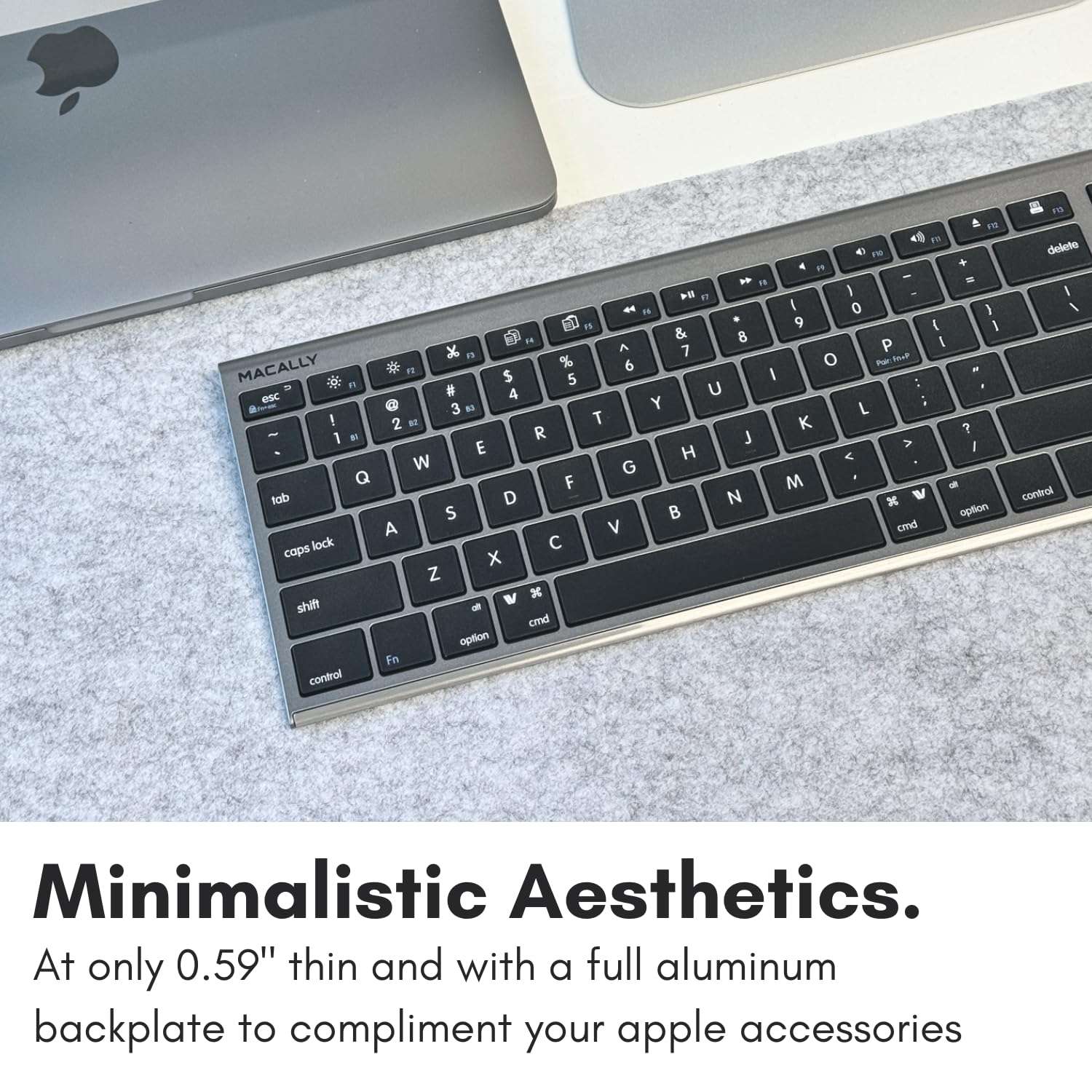 Macally Wireless Bluetooth Keyboard for Mac - Compatible Apple Keyboard or MacBook Pro/Air, iMac - Multi-Device, Up to 3 Devices with 110 Keys, 20 Shortcuts, Numeric Keypad, and Rechargeable 6