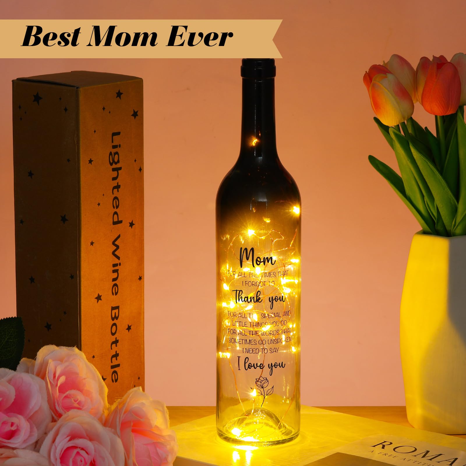 Umigy Christmas Mom Gifts for Women Wine Bottle Lights with Cork Gifts from Daughter Son to Mother Light up Lamp Decor LED Glass Waterproof Cork Light for Home Decorations Birthday Party Holiday Decor 6