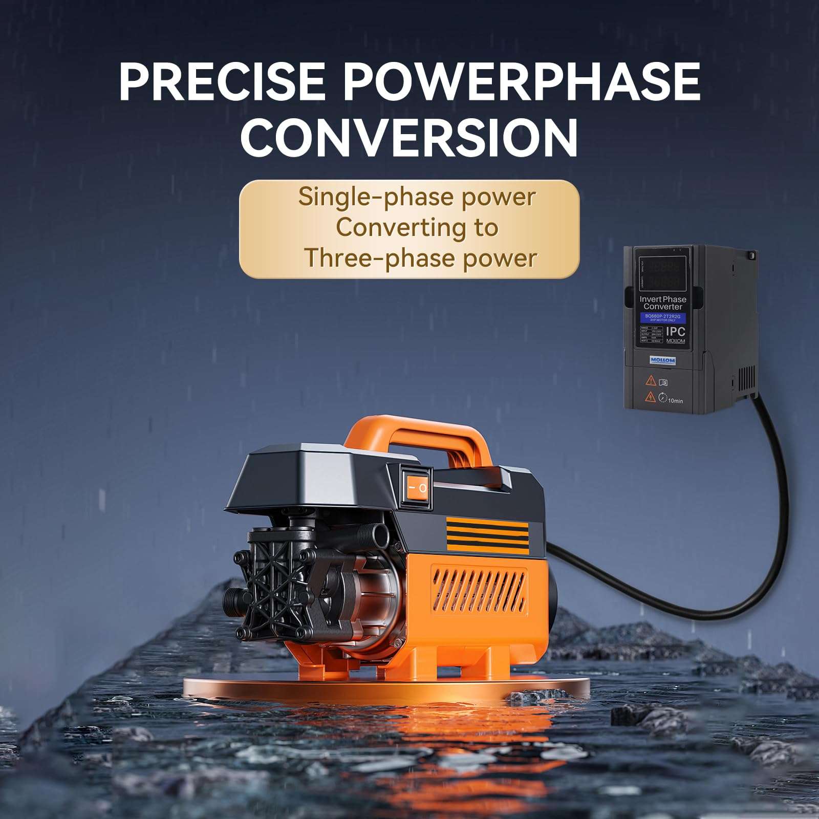 Mollom Single to 3 Phase Invert Phase Converter-4HP 3KW 13A 220V Input/Output IPC for 3PH Motor 4