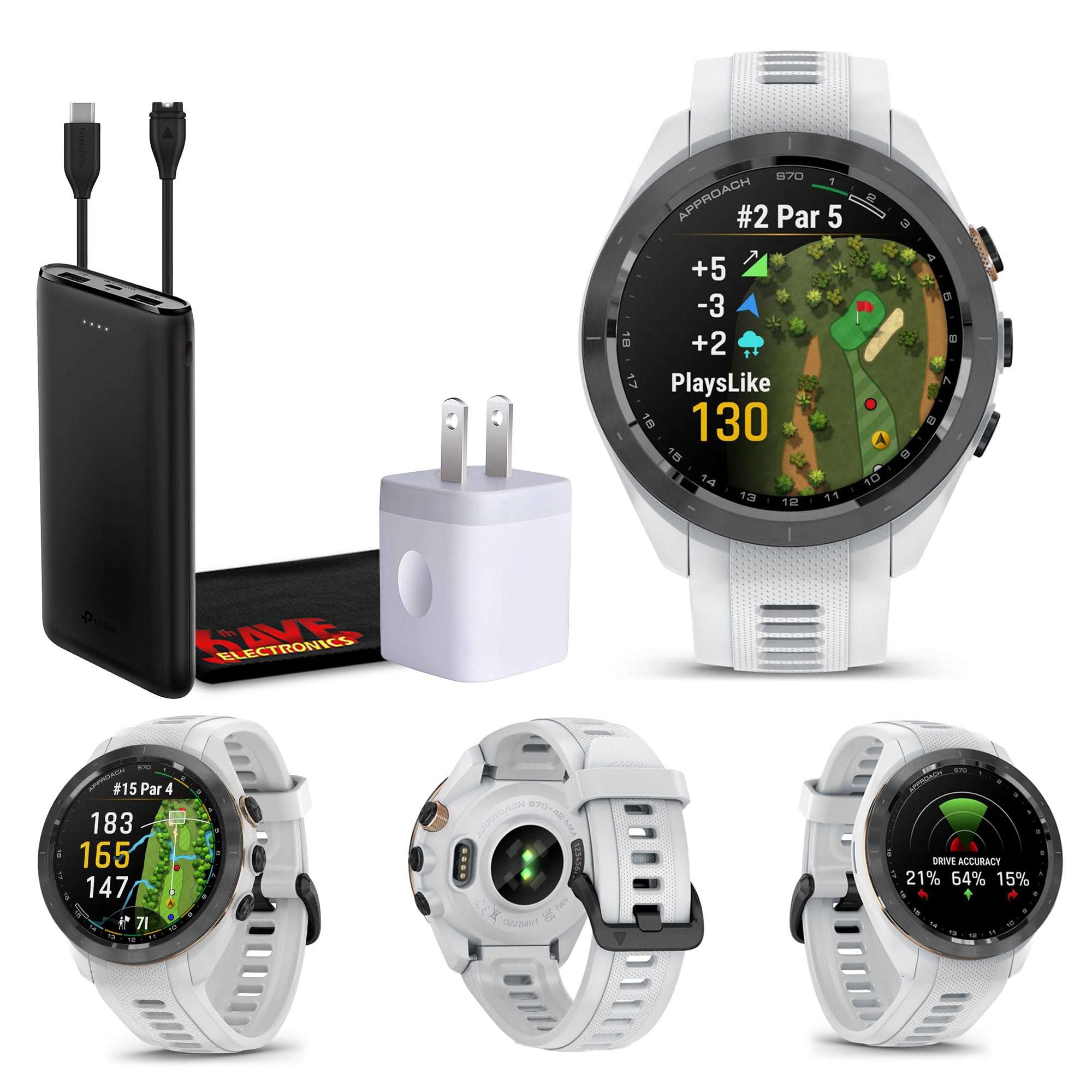 Garmin Approach S70 42MM GPS Golf Fitness Preimum Smartwatch for Men, Lightweight 1.2" Touchscreen AMOLED Display and 42000 Preloaded Courses -White- Garmin Watches for Men 1