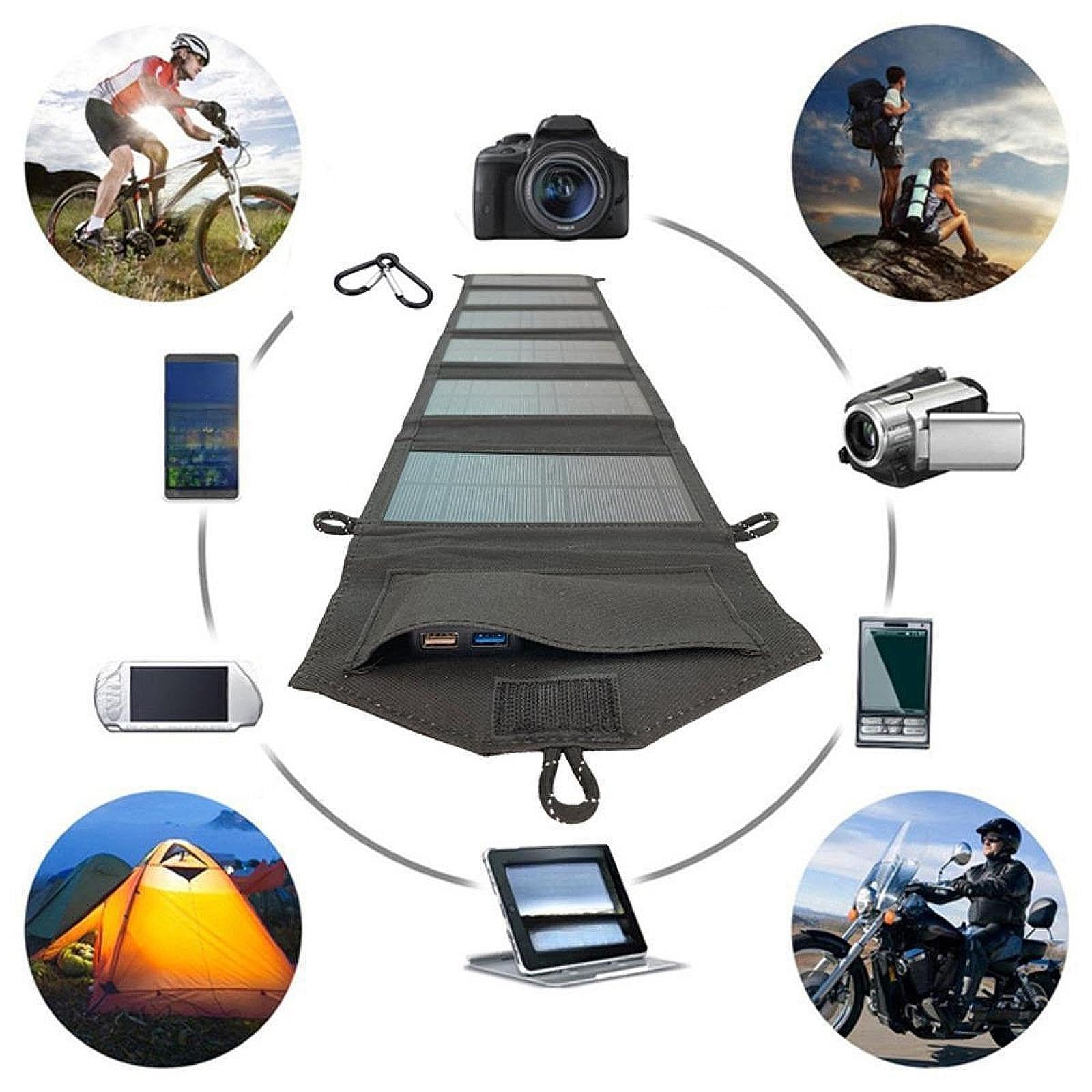 SECRET DESIRE™ 15W Solar Panel Lightweight USB Folding Bag for Backpacking Climbing Outdoor 3