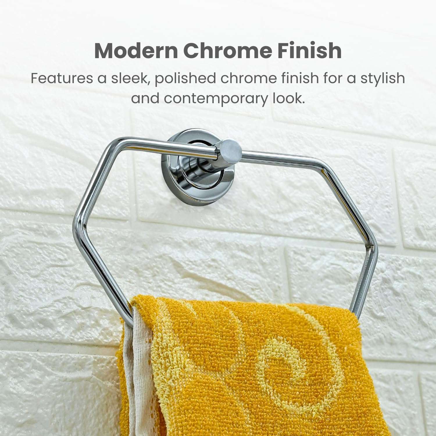 Boniry Stainless Steel Towel Holder & Napkin Holder, Bathroom Accessories - Durable Wall Mounted Towel Hanger for Bathroom, Modern Design Towel Rack for Home (Pack of 1, Hexagon) 5