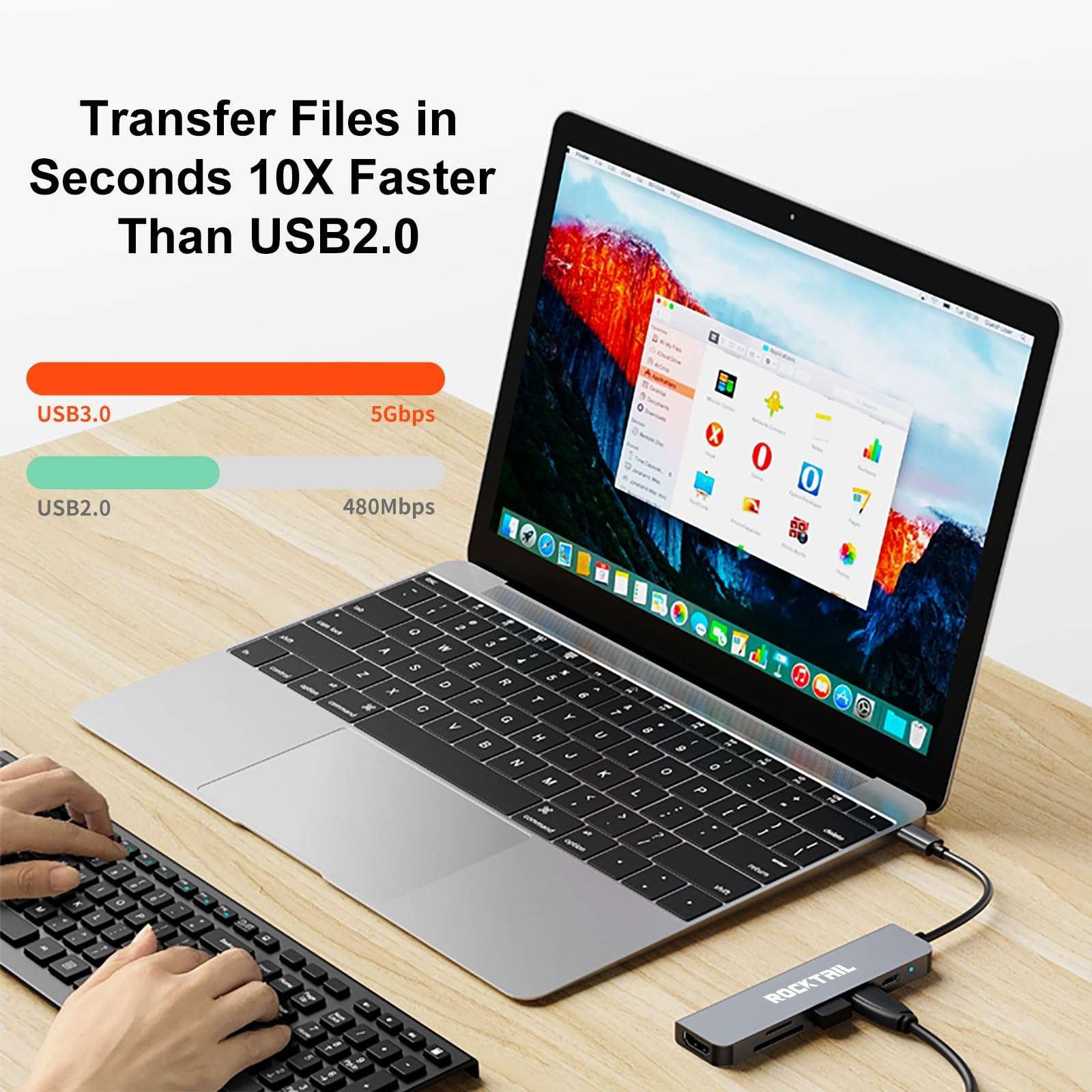 ROCKTAIL (6-in-1) USB C Hub, USB C Multi-Port Adapter, USB C to HDMI Hub Compatible for USB C Laptops and Other Type C Devices (4K HDMI USB3.0 100W PD SD/TF Card Reader) 3