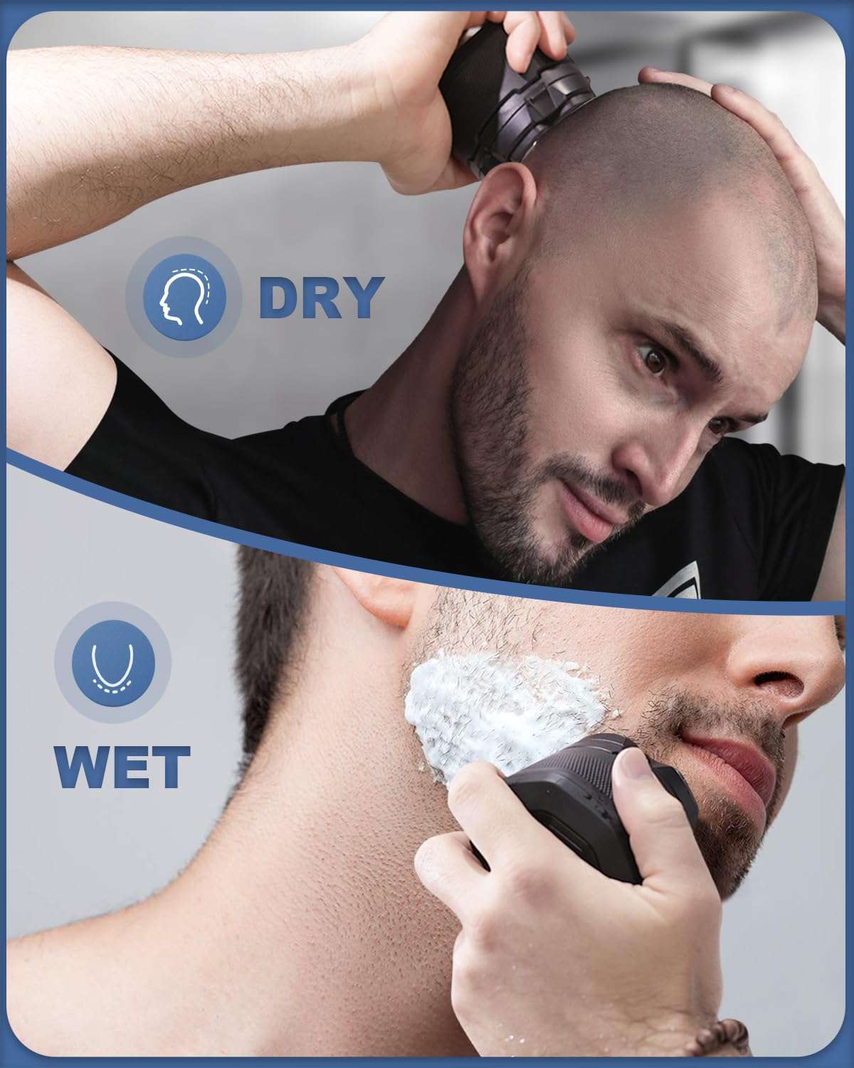 Head Shavers for Bald Men - Removable Magnetic 6D Electric Razor, Blades Rotate 18,000 Times Per Minute, IPX8 Waterproof, Portable Shaver for Men with LED Display and Travel Organizer Bag 3