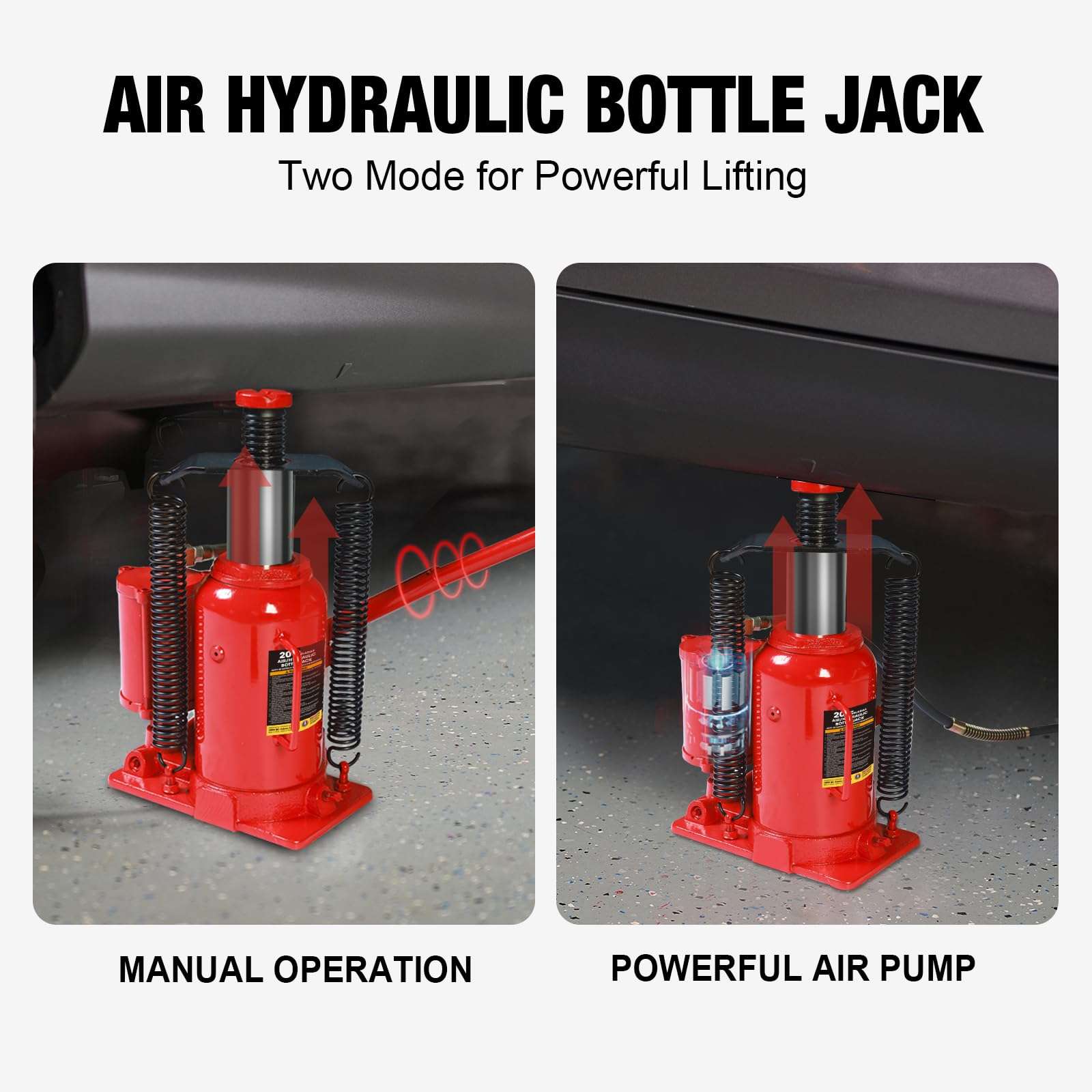 BIG RED AQD20TR Air Hydraulic Bottle Jack: Heavy Duty Professional Lift with Dual-Power Operation, 10.24"-20.08" Adjustable Lift Range & Safety Valve - 20 Ton (40,000 LBS) 3