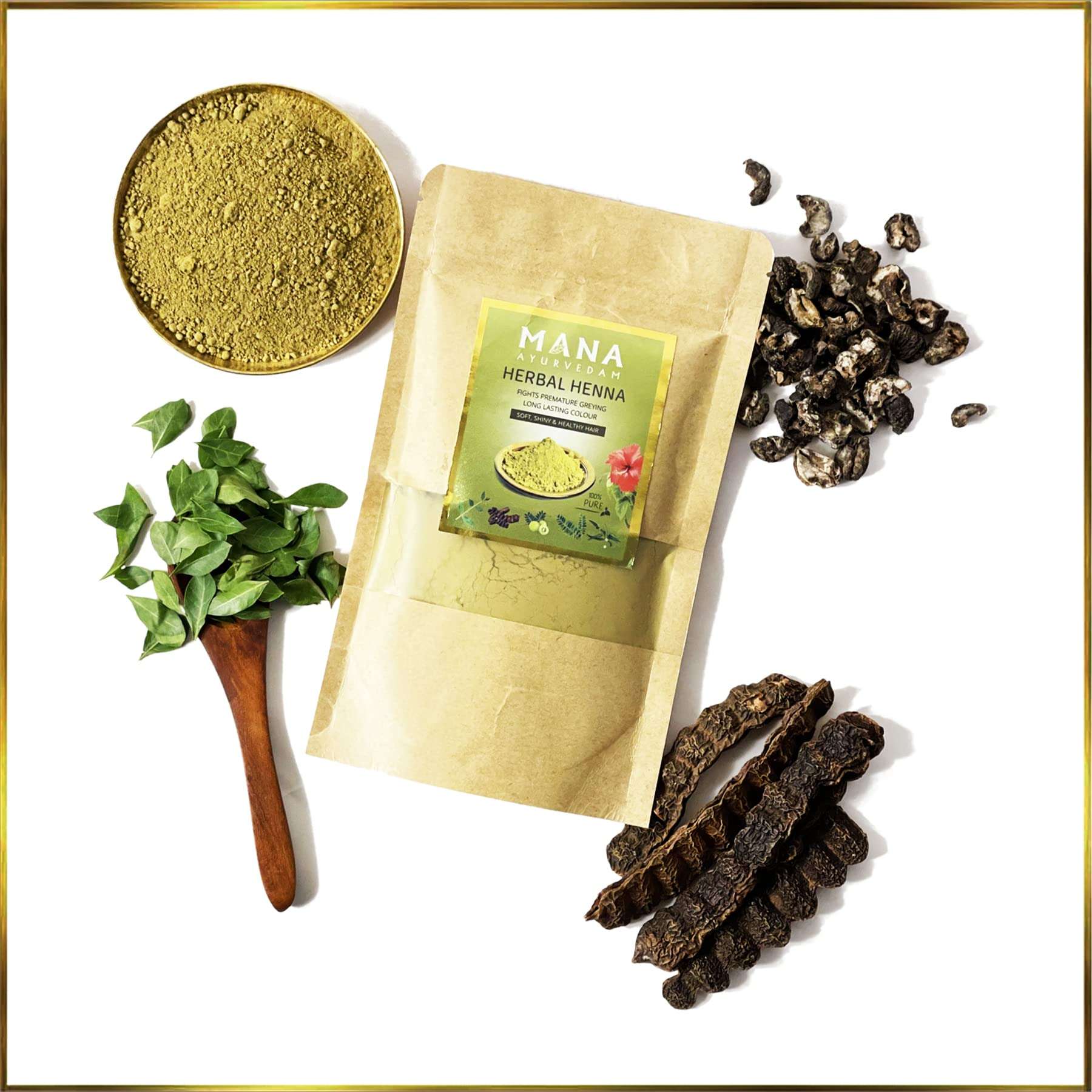 MANA AYURVEDAM HERBAL HENNA | Ayurvedic Hair colour | 100g 4