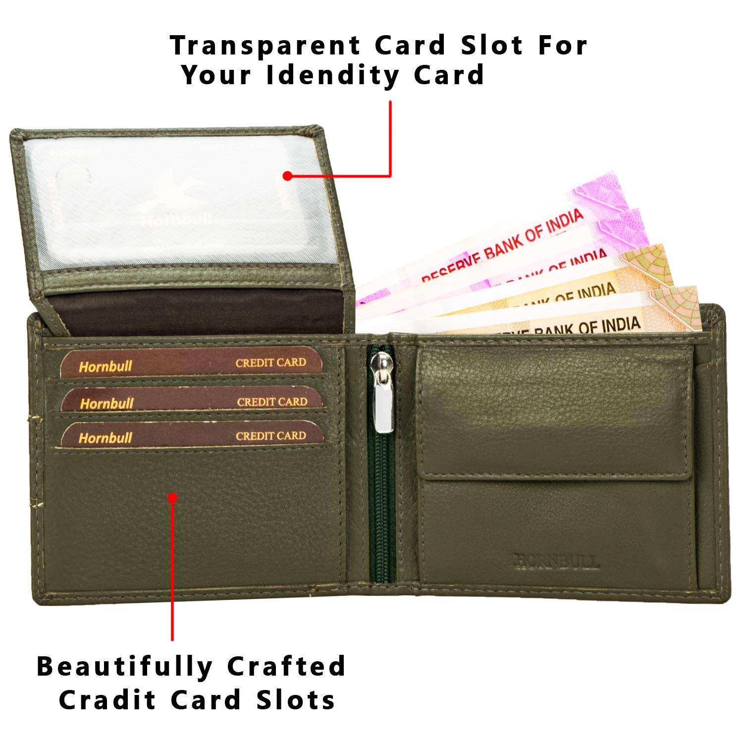 HORNBULL Edward Olive Leather Wallet for Men | Wallets Men with RFID Blocking | Mens Wallet 4