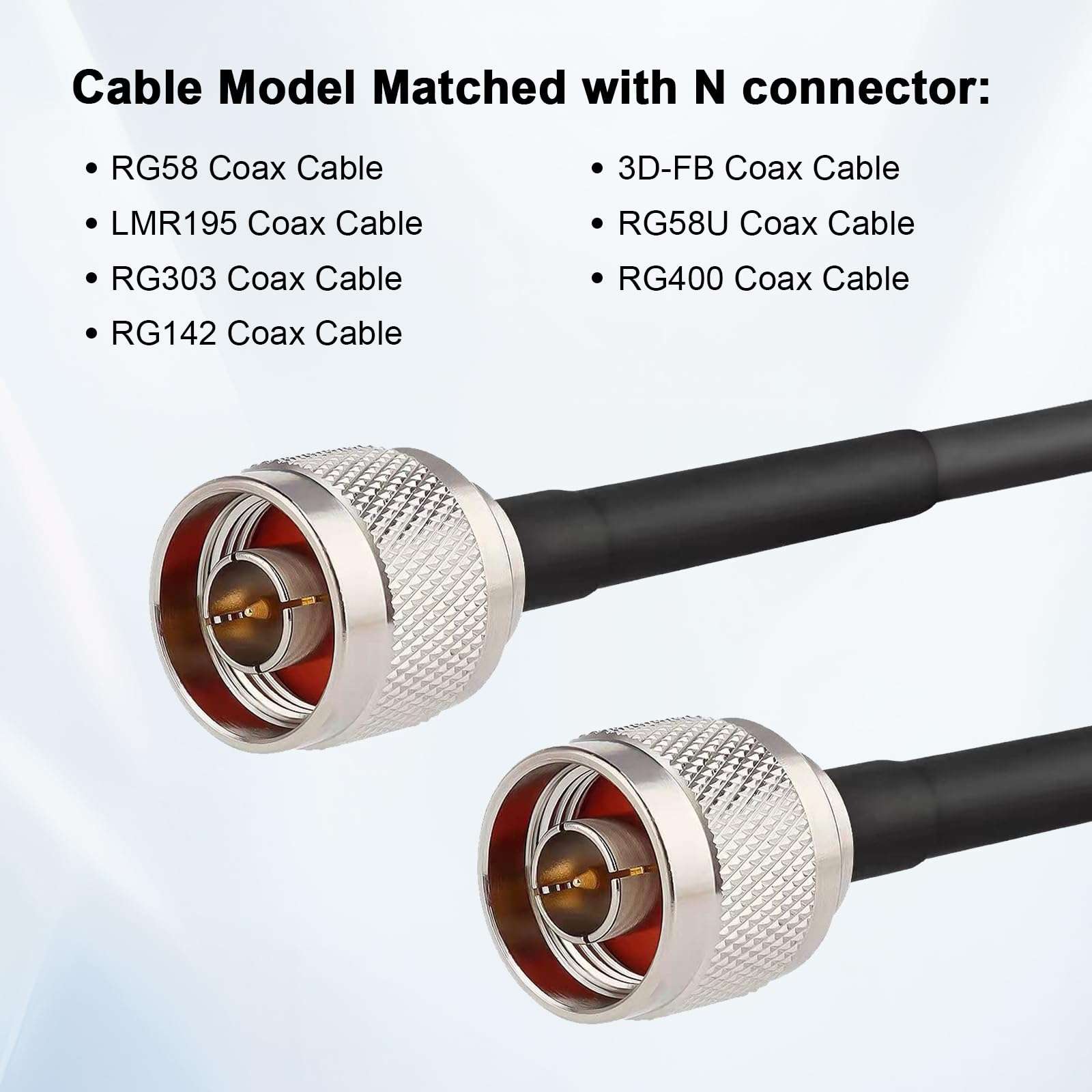 RG58 N Male-Plug Crimp Connector 10PCS – Type N Connector Compatible with RG58, LMR195, RG303, 3D-FB, RG58U, RG400, RG142 Coax Cables 5