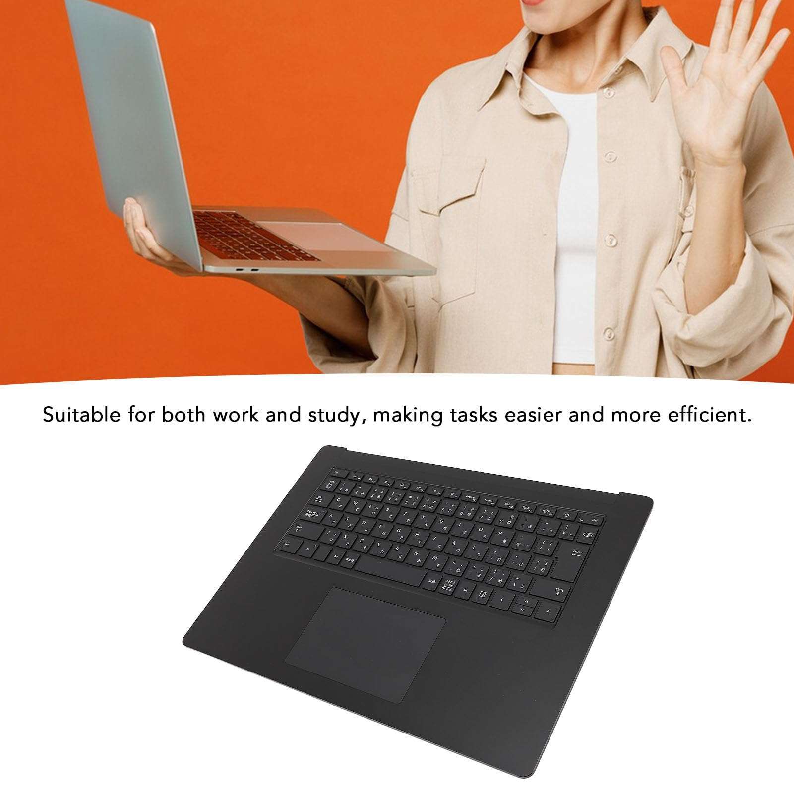 Wisoqu Replacement Keyboard for 15 Inch Laptop, Japanese Layout Laptop Keyboard with Touchpad and C Case, Laptop Palmrest Keyboard Touchpad Assembly Part 3