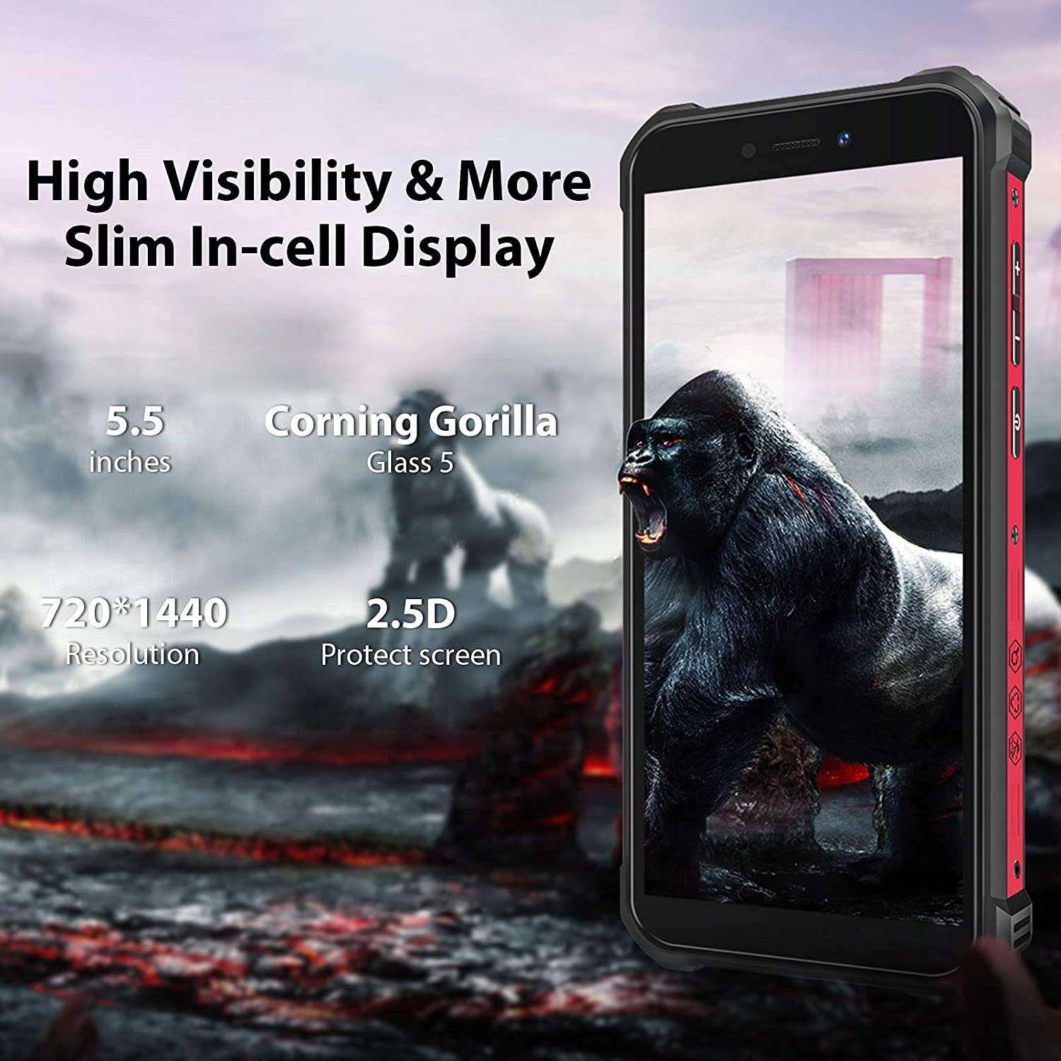 OUKITEL WP5 Pro Rugged Cell Phone, 4GB+64GB Unlocked Smartphone, 8000mAh Battery IP68 Waterproof Rugged Smartphone, Android 10.0 4G LTE Dual-SIM 5.5inches Face ID Fingerprint 5