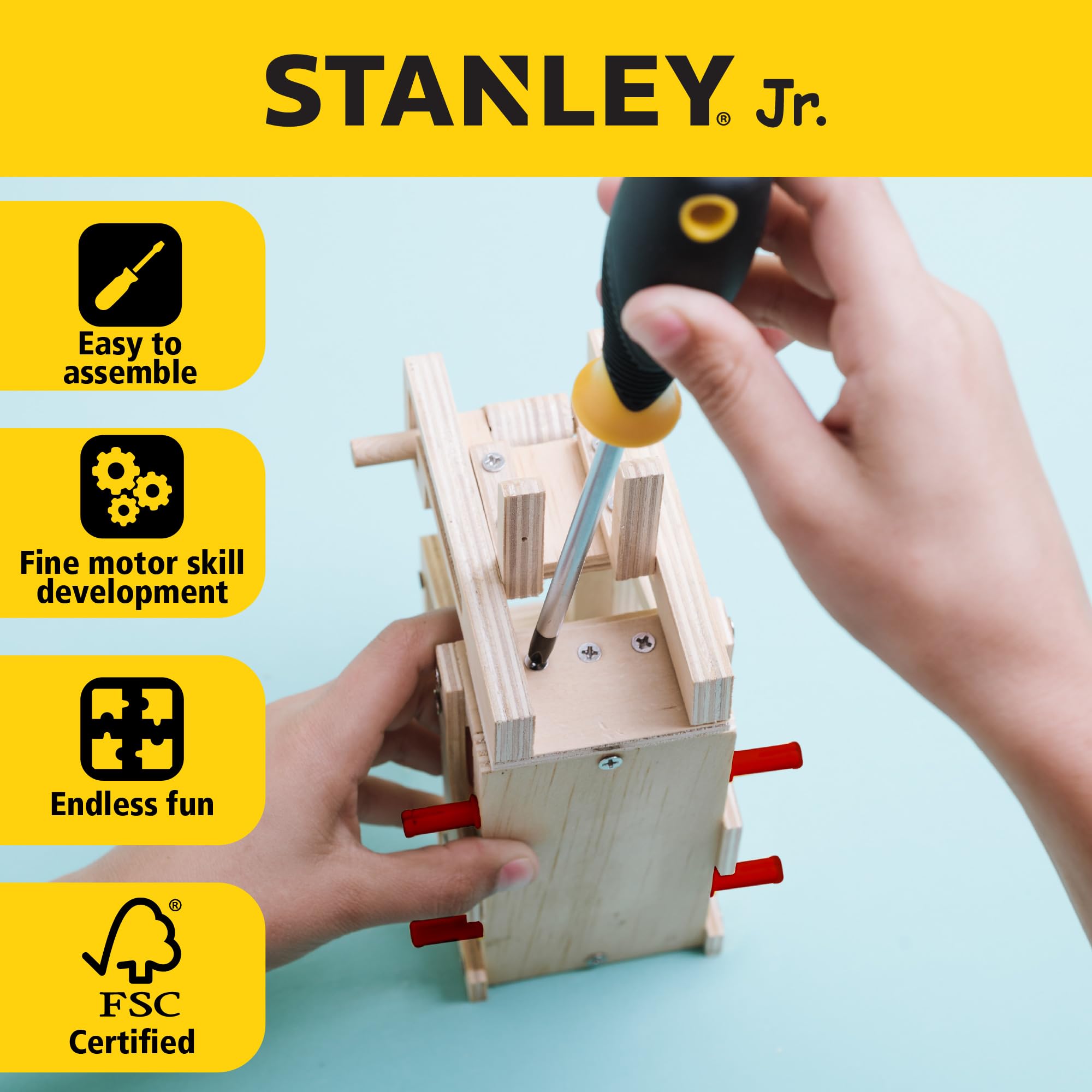 STANLEY Jr. Red Toolbox Little Lifters Forklift Fun Build & Play Set: DIY Kit for Ages 3+ 6
