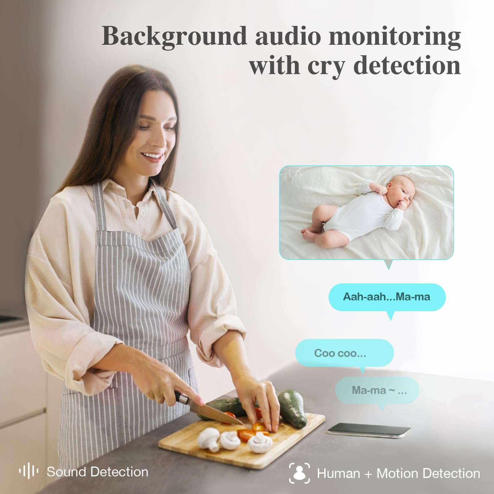Sense-U AI Baby Camera Monitor with Sensor-Free Sleep Breathing Movement Detection, Smart Security Indoor Video Camera with Background Audio, Sound Detection, No Monthly Fee, for Peace of Mind 6