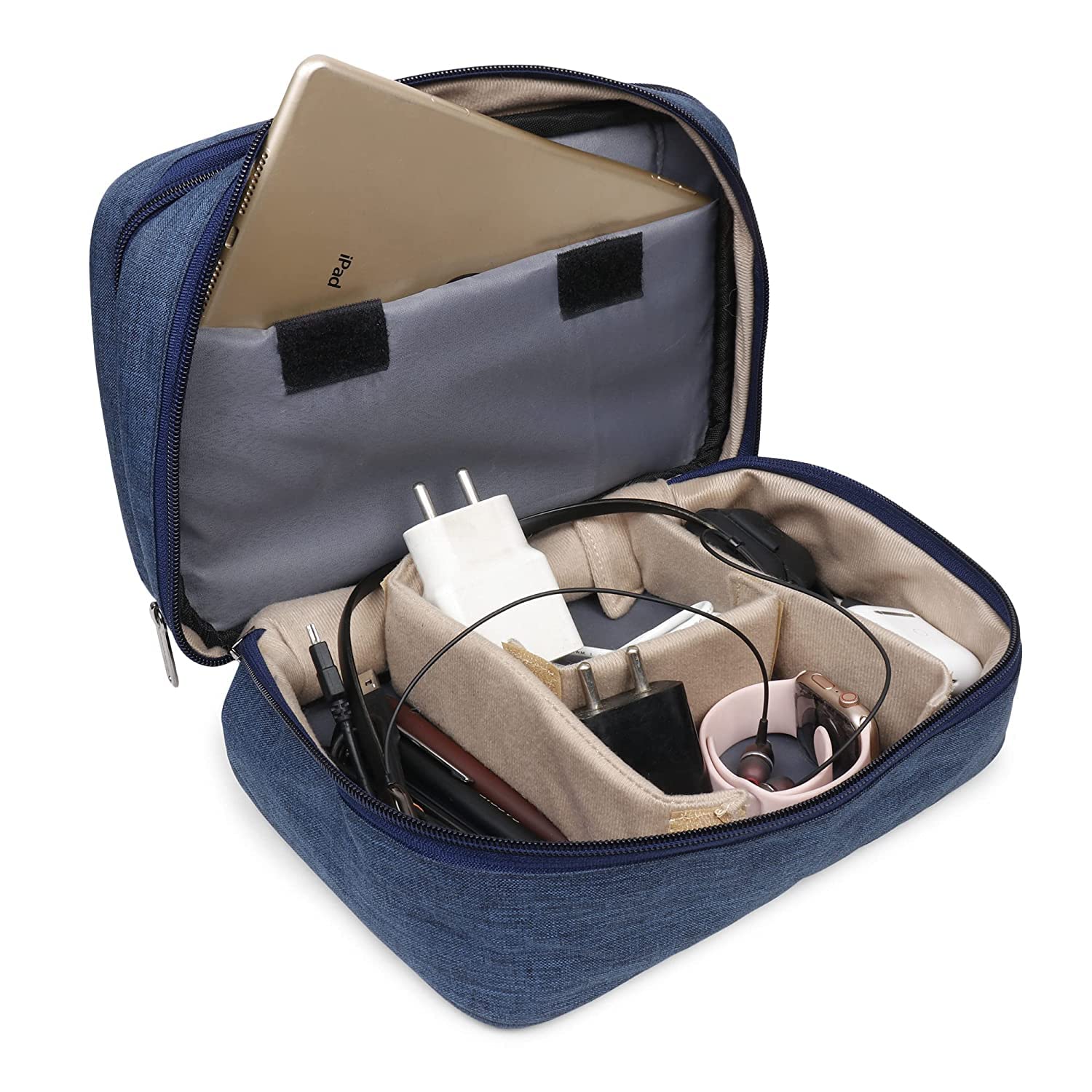 NOBILEA Electronics Accessories Organizer Bag, Universal Carry Travel Gadget Bag for Cables, Plug and More, Perfect Size Fits for Pad Phone Charger Hard Disk 3