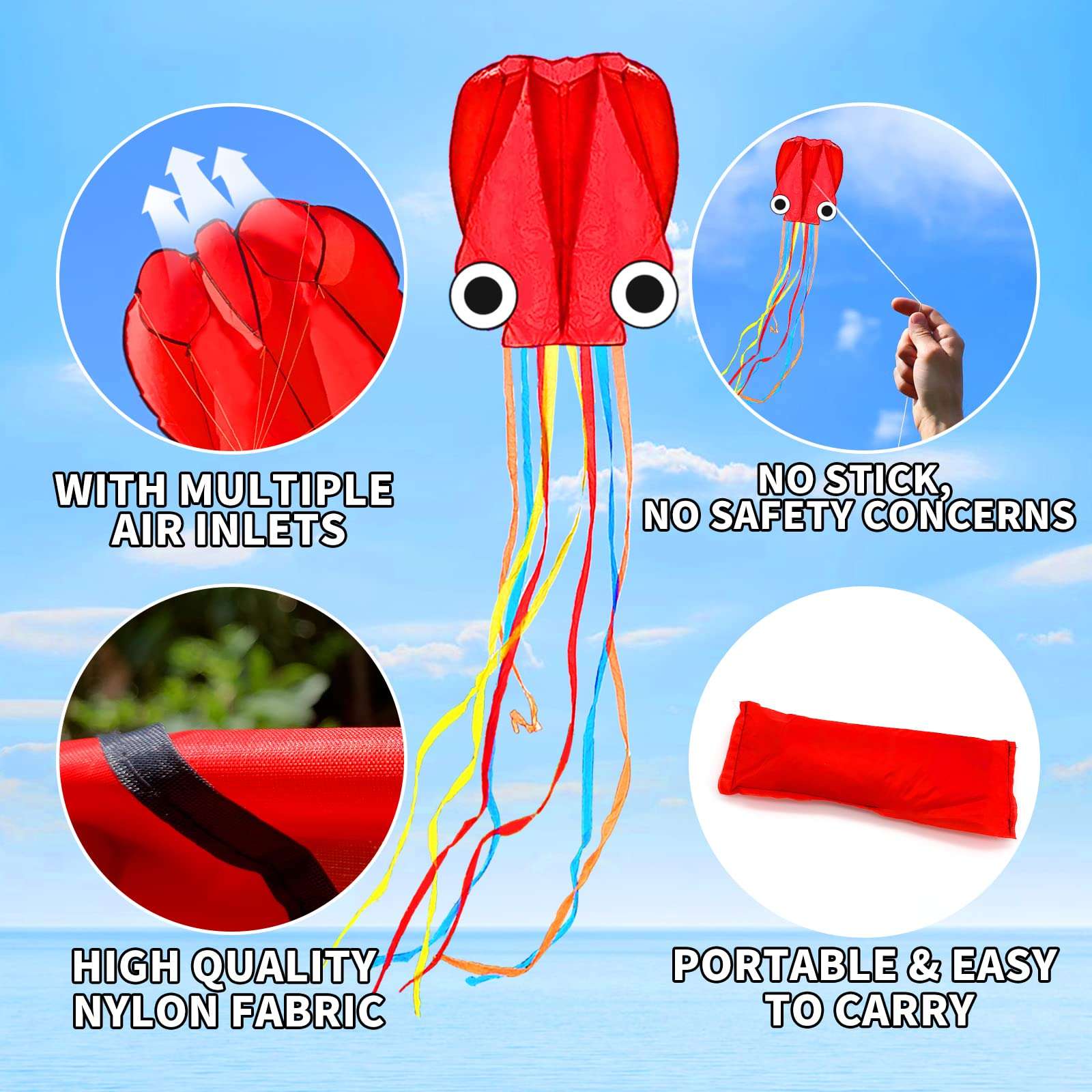 Mint's Colorful Life Octopus Kite (Purple Spotty&Green&Red) 6