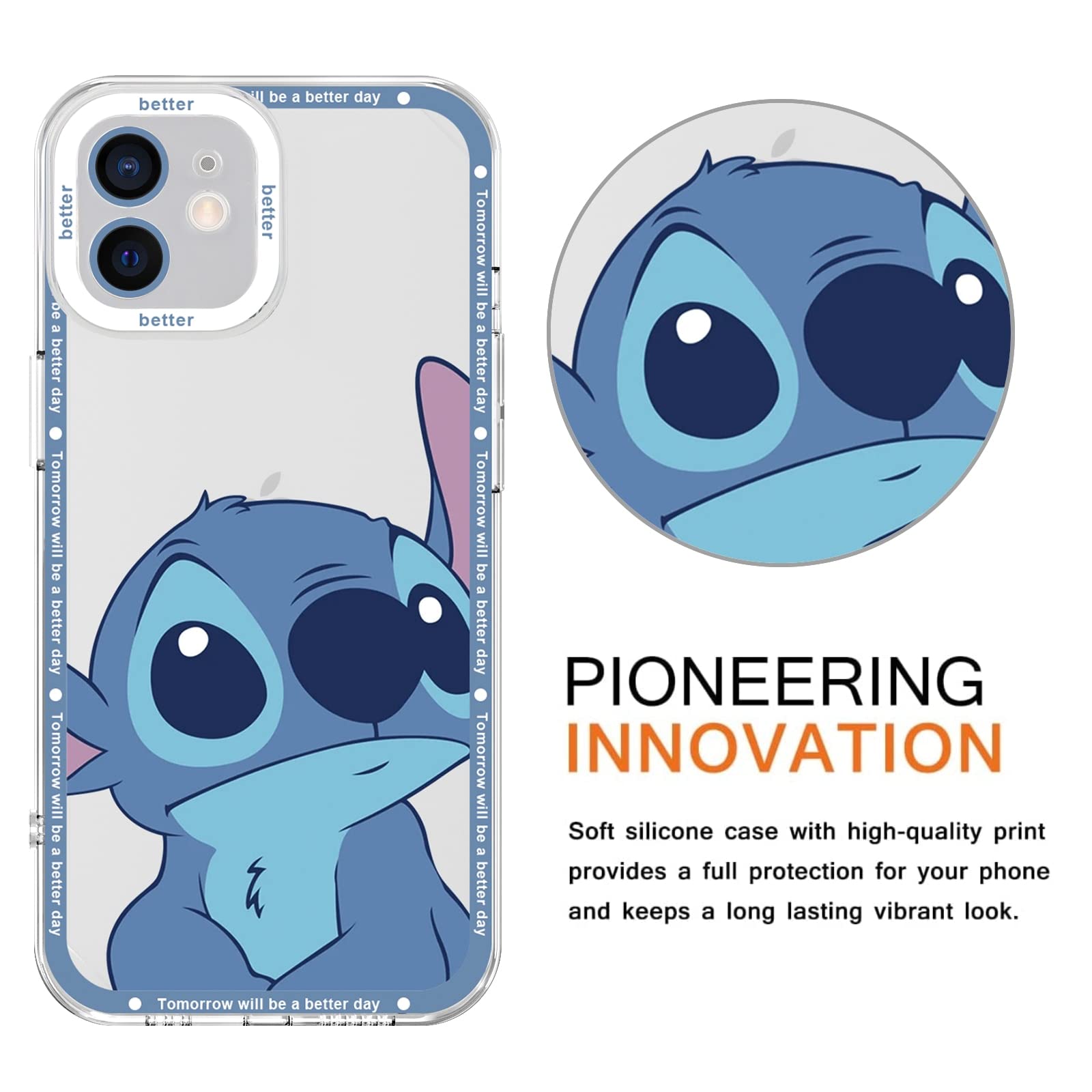 [2 Pack] Case for Apple iPhone 12 Mini Case, Cute Cartoon Print Aesthetic Phone Cases Girly for Girls Kids Women Clear Transparent Soft TPU Protective Cover for iPhone 12 Mini 5.4" 2