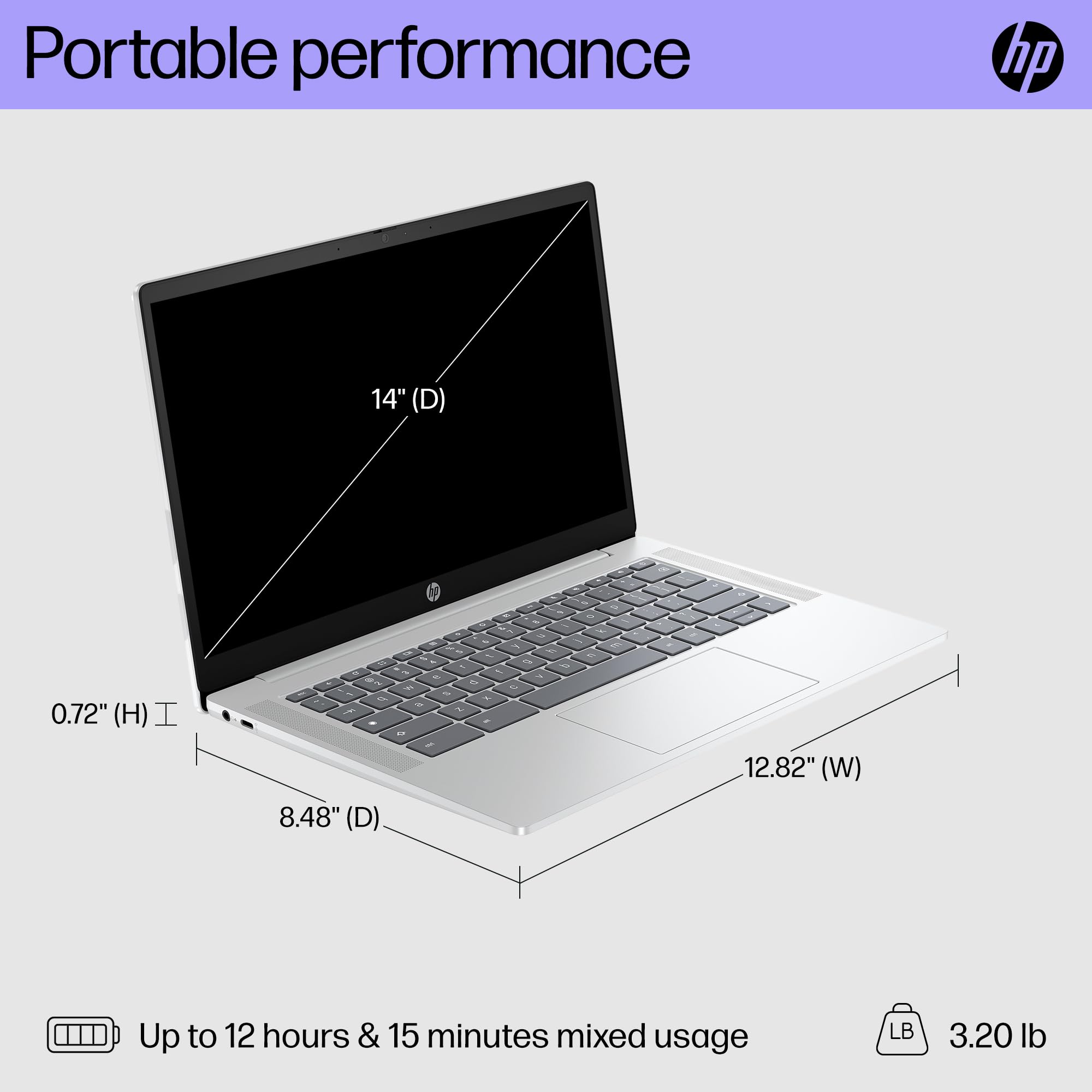 HP Chromebook 14 inch Laptop, FHD Display, Intel N100, 4 GB RAM, 64 GB eMMC, Intel UHD Graphics, Chrome OS 14a-nf0009nr (2024) 5