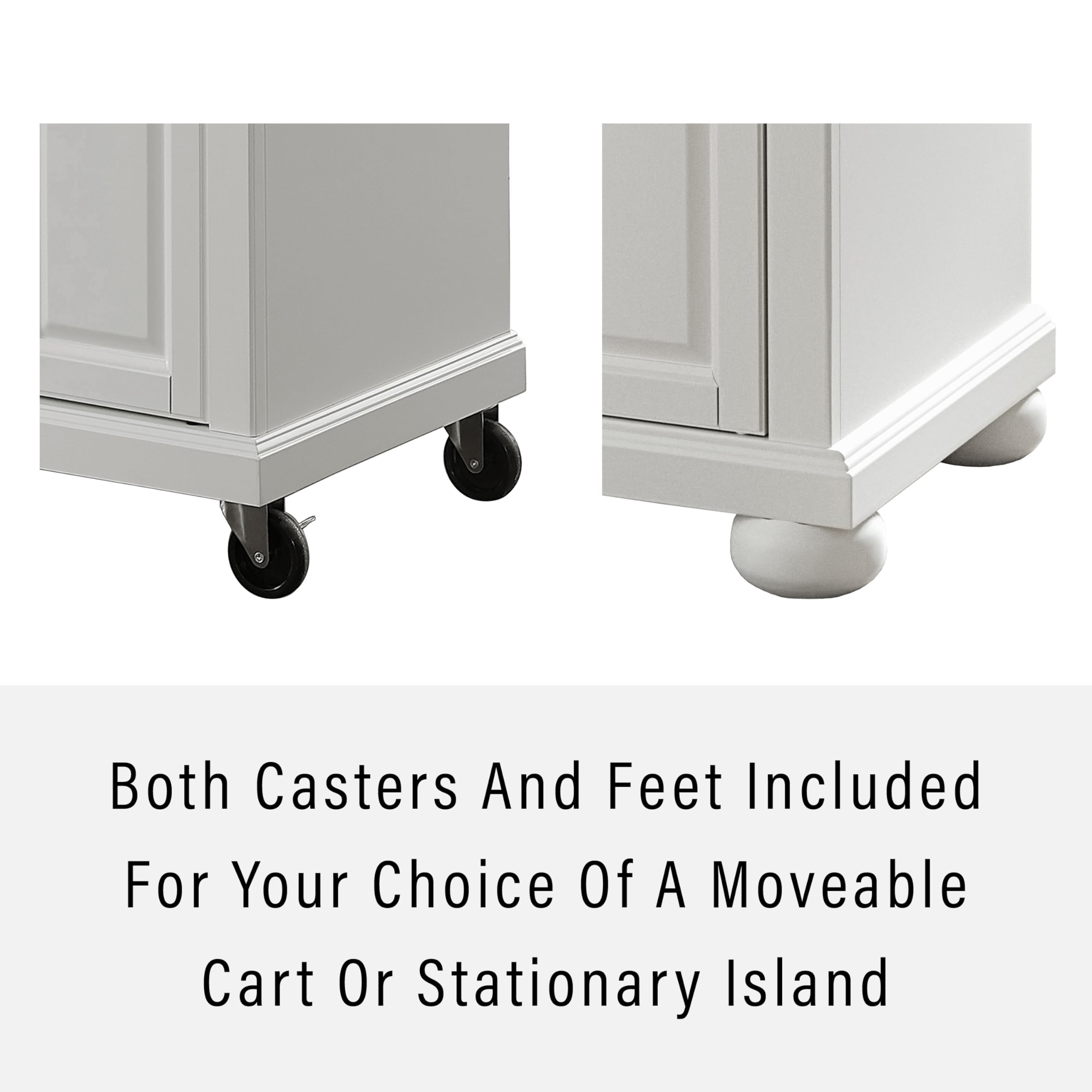 Crosley Furniture Alexandria Wood Top Rolling Kitchen Island Storage Cart, Microwave Stand, Spice Rack, White 4
