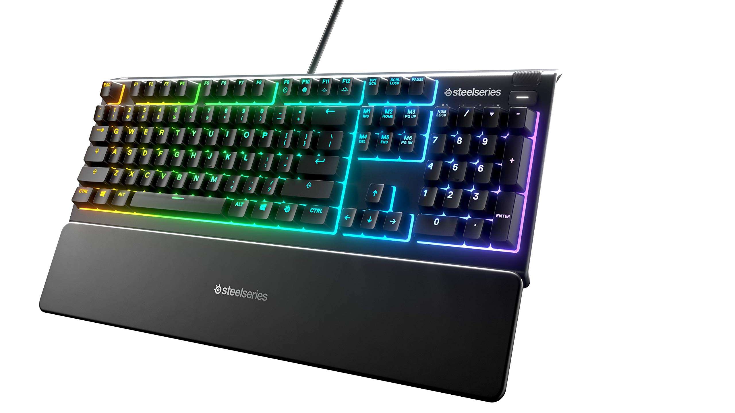 SteelSeries Apex 3 RGB Gaming Keyboard – 10-Zone RGB Illumination – IP32 Water Resistant – Premium Magnetic Wrist Rest (Whisper Quiet Gaming Switch) - BR (Brazilian Portuguese) 2