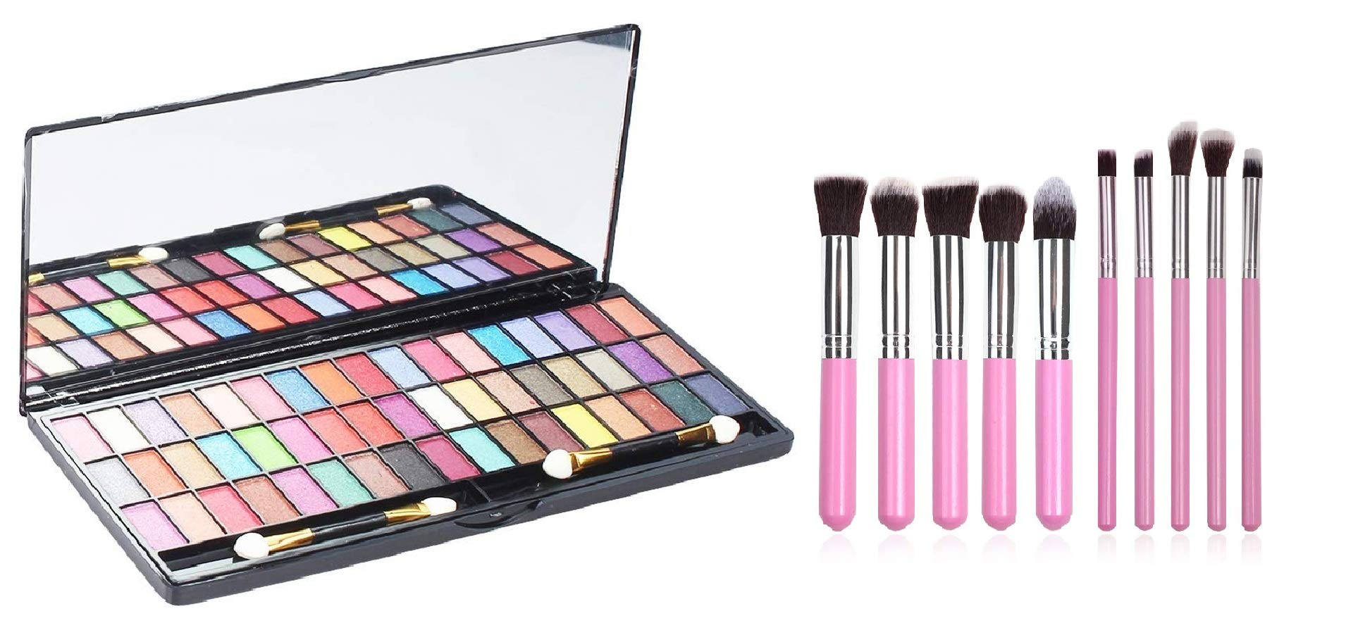 Angelie 51 Shade Eyeshadow Palette With Pink 10Pcs Makeup Brush 1