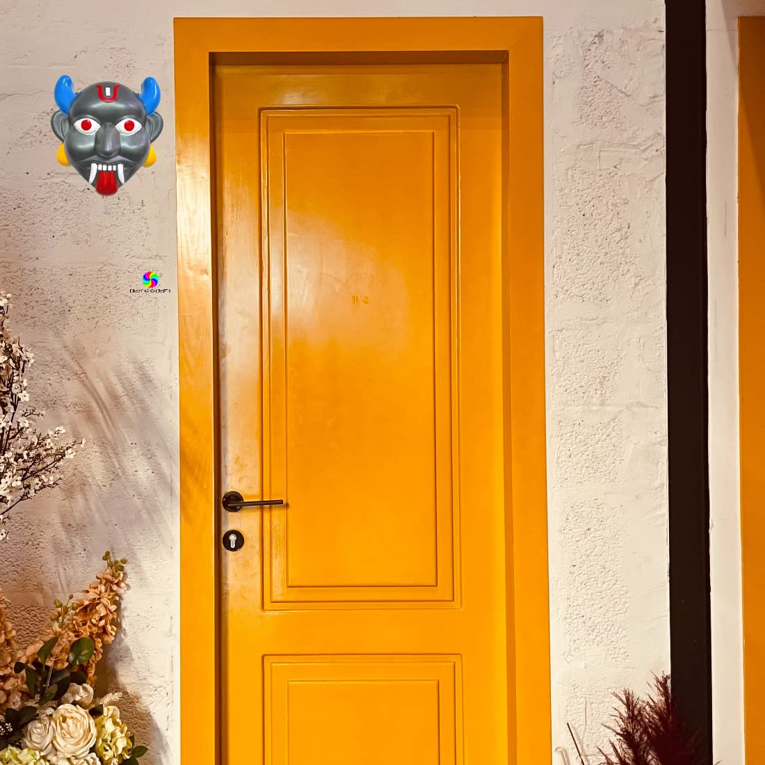 DRAVY HANDICRAFTS Nazar Battu for home entrance Evil Eye Protector Plastic Mask For Pooja Wall Hanging Nazar Suraksha Kawach for House Entrance, Office, Shops, Car, Truck (Size- 7X7 Inches) 3