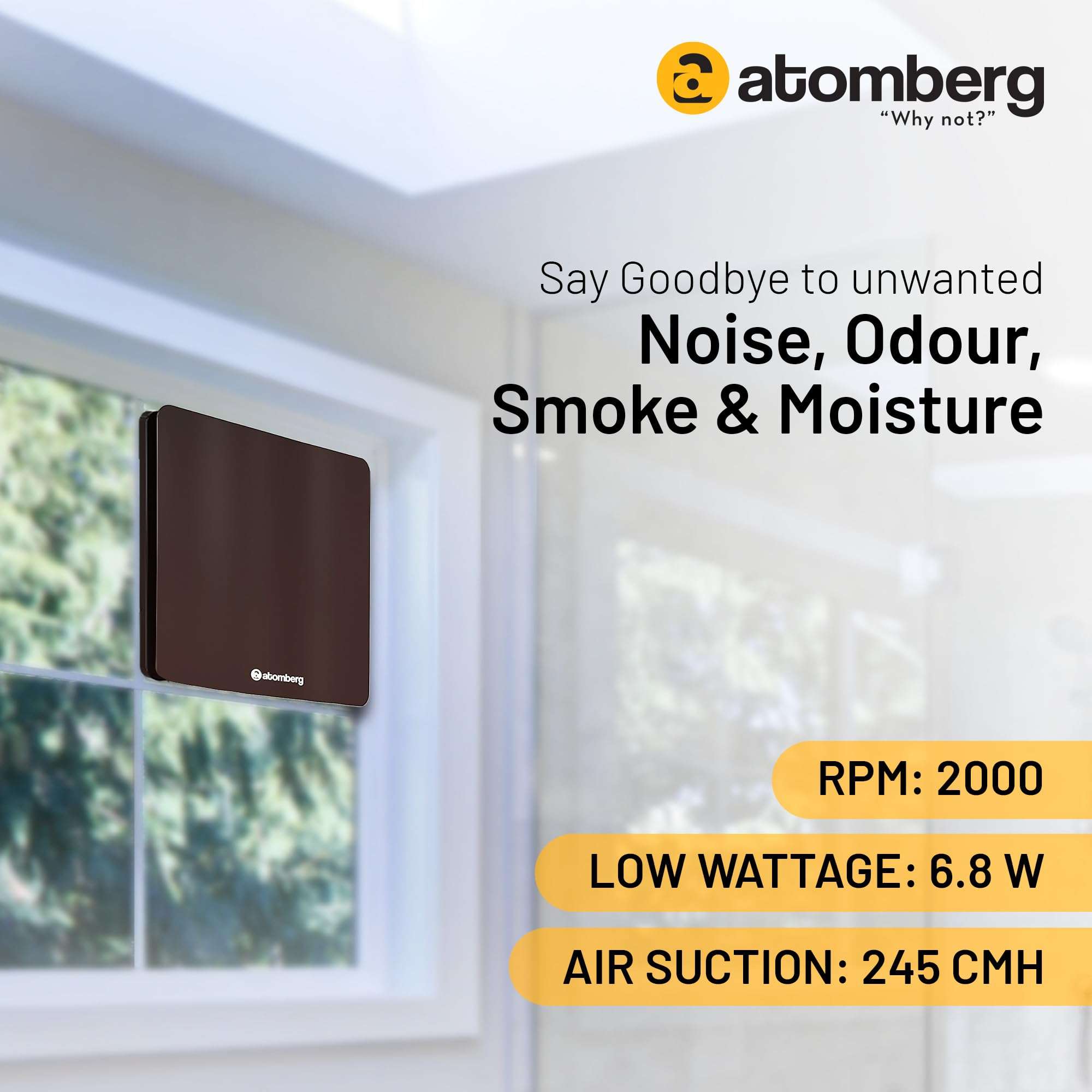 atomberg Studio Exhaust 150mm | Suitable for Bathroom, Kitchen | BLDC Motor | Easy to Clean | 1+1 Year Warranty (Gloss Brown) 2