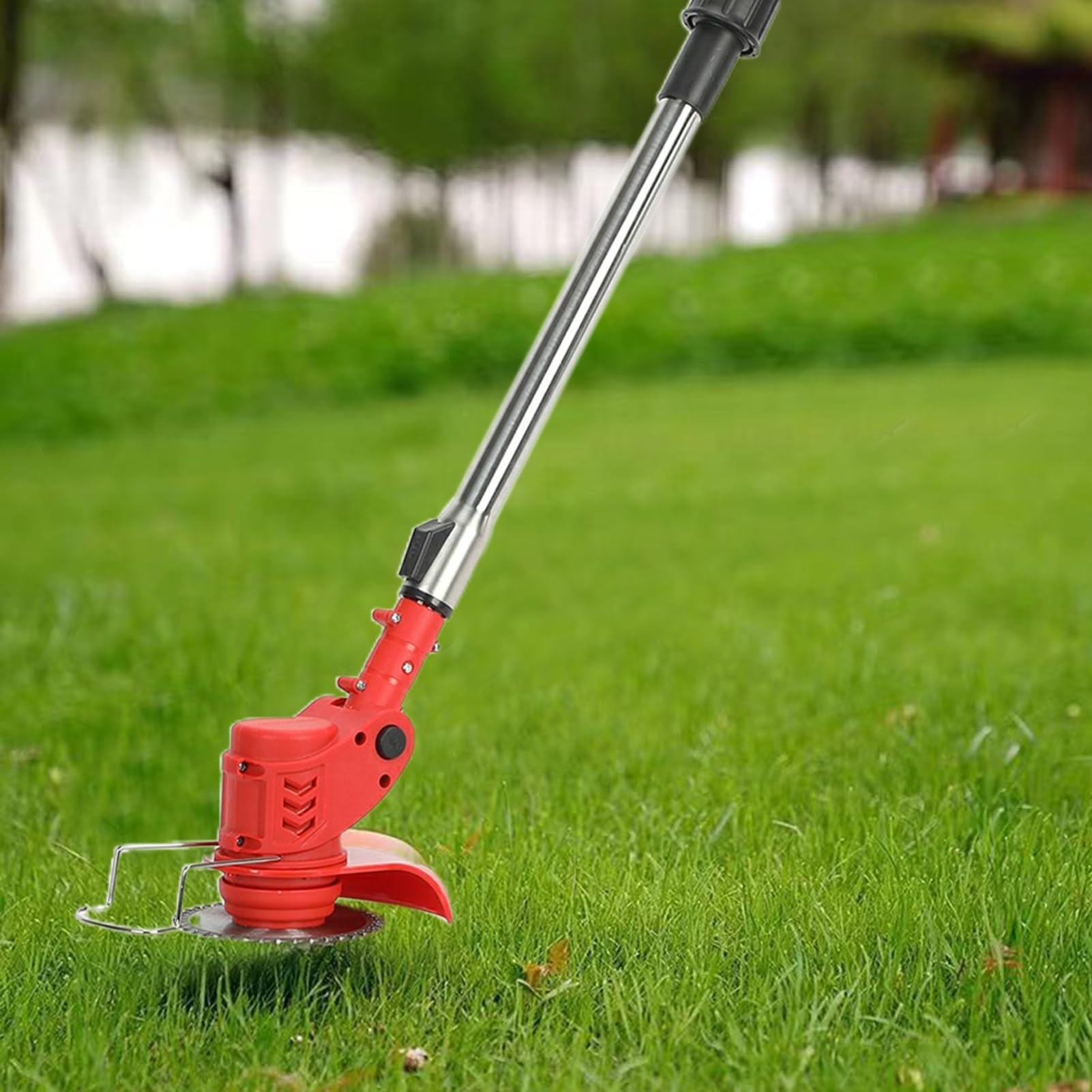 Cordless Weed Cutter, 2000mAh Cordless Lawn Edger, 2 in 1 Height-Adjustable Electric Lawn Mower Push Edger Lawn Tool red 6