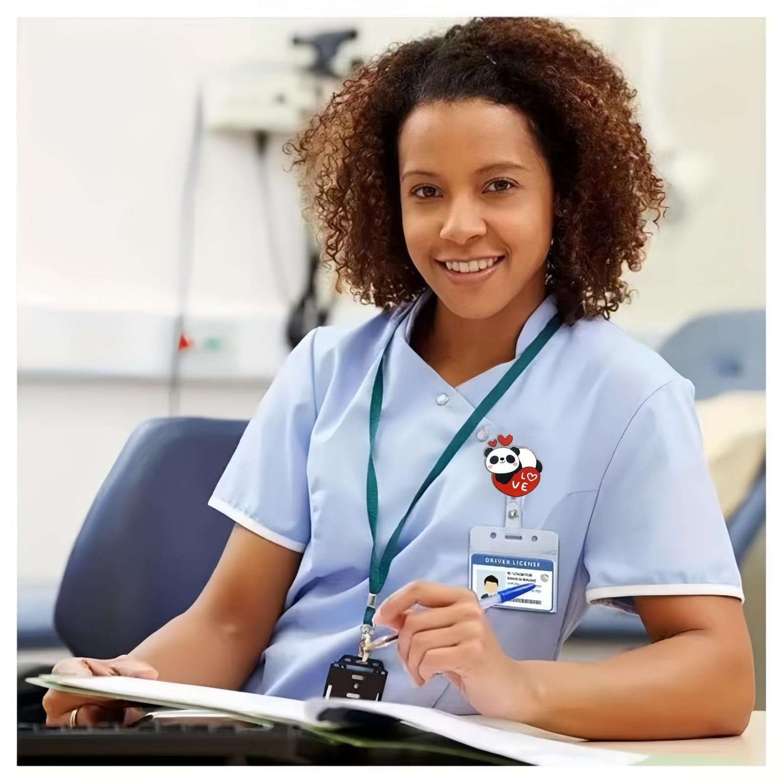 Funny Valentine's Day Badge Reel Retractable with ID Clip for Nurse,Cute Glitter Panda Name Card Tag Holiday Reel Holder for Doctor Teacher Nursing Student RN Alligator Clip Acrylic Accessories Gift 6