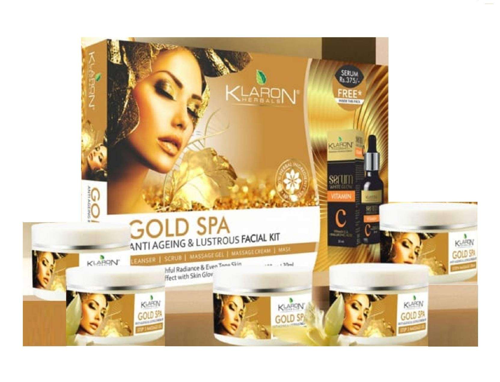 Klaron Herbals Gold Spa Anti Ageing & Lustrous Facial Kit (250 g + 30 ml) 1