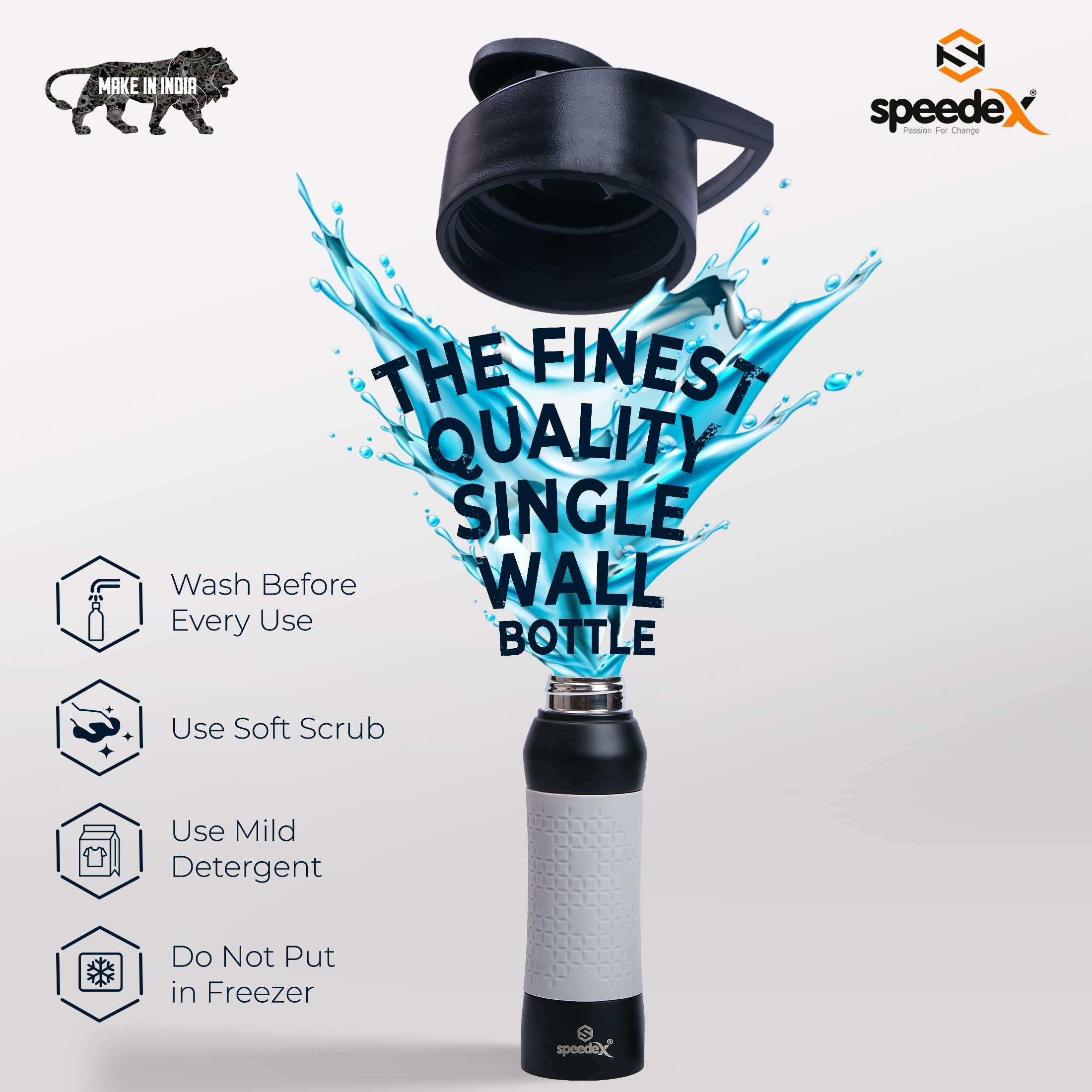 Speedex Stainless Steel 750 ML Water Bottle for Fridge/School/Outdoor/Gym/Home/Office/Boys/Girls/Kids, Leak Proof and BPA Free(Black-Grey Colour, Set of 1, 750 ML) 5