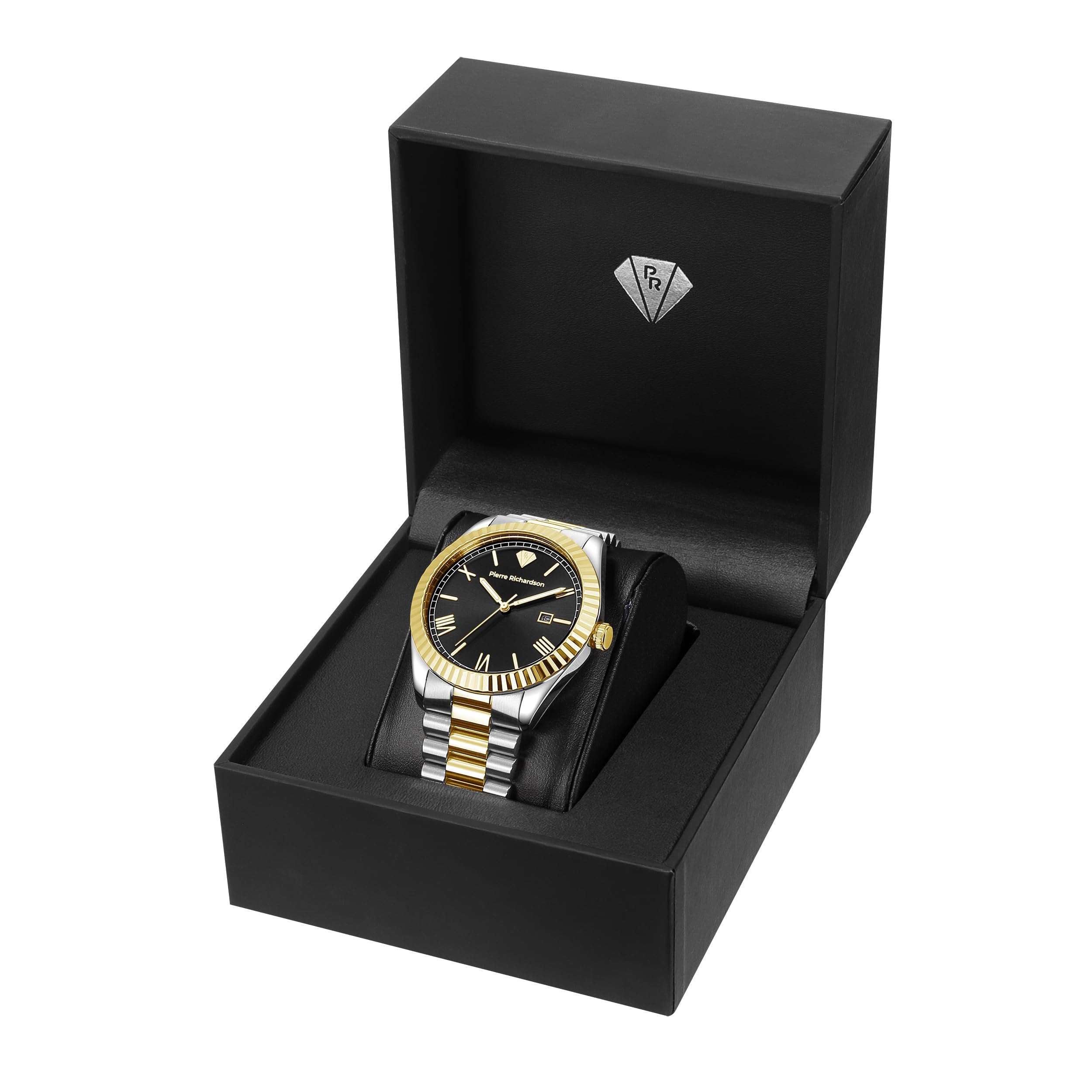 PIERRE RICHARDSON Men’s Luxury Watch PR9825 – Silver & Gold Stainless Steel Japanese Quartz, 41mm, 5ATM Water Resistant, Scratch-Resistant Mineral Glass 6