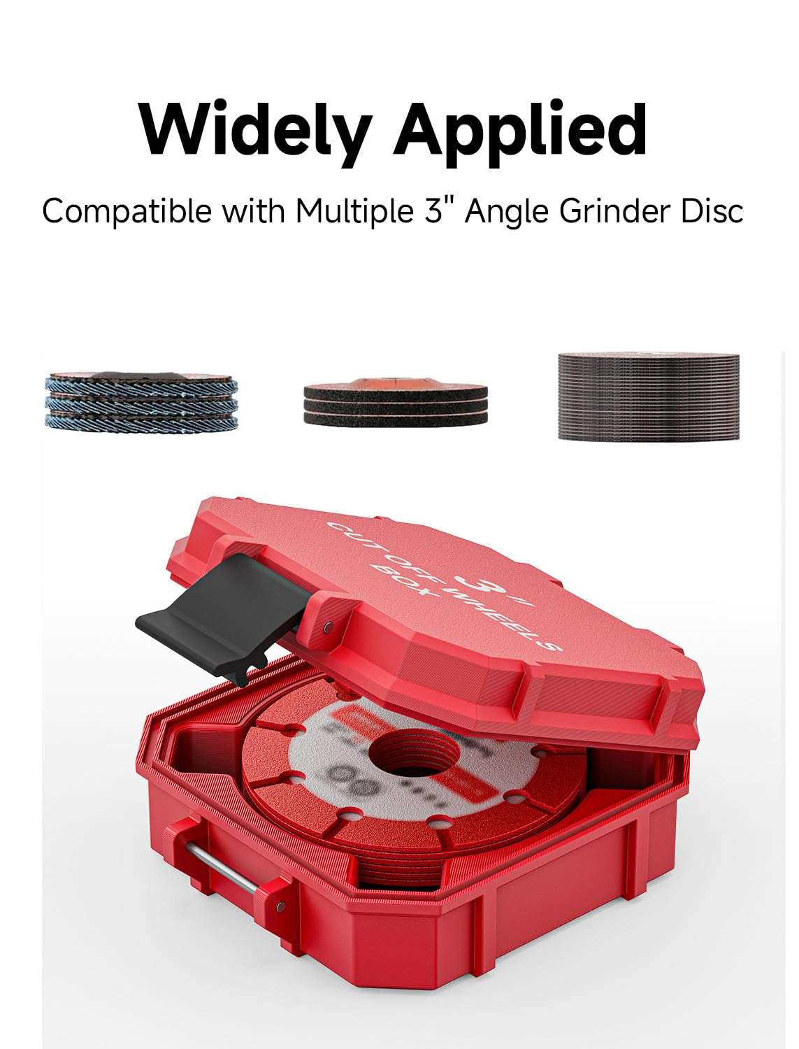 3'' Angle Grinder Cutting Blade Storage Box, Red Portable Wheel Organizer Case for Cutting 4