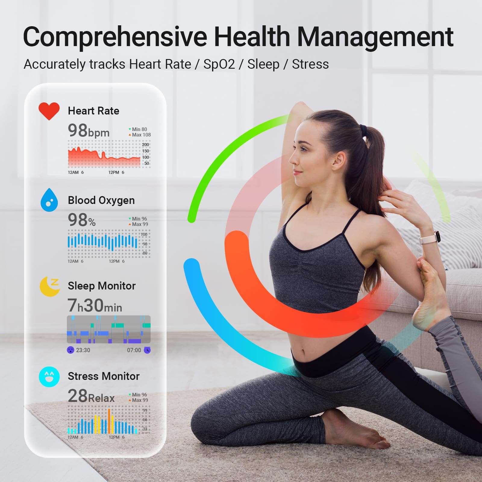 Fitpolo Smart Watches for Women Android & iPhone - GTX12 Series (Pink+Light Blue) 5