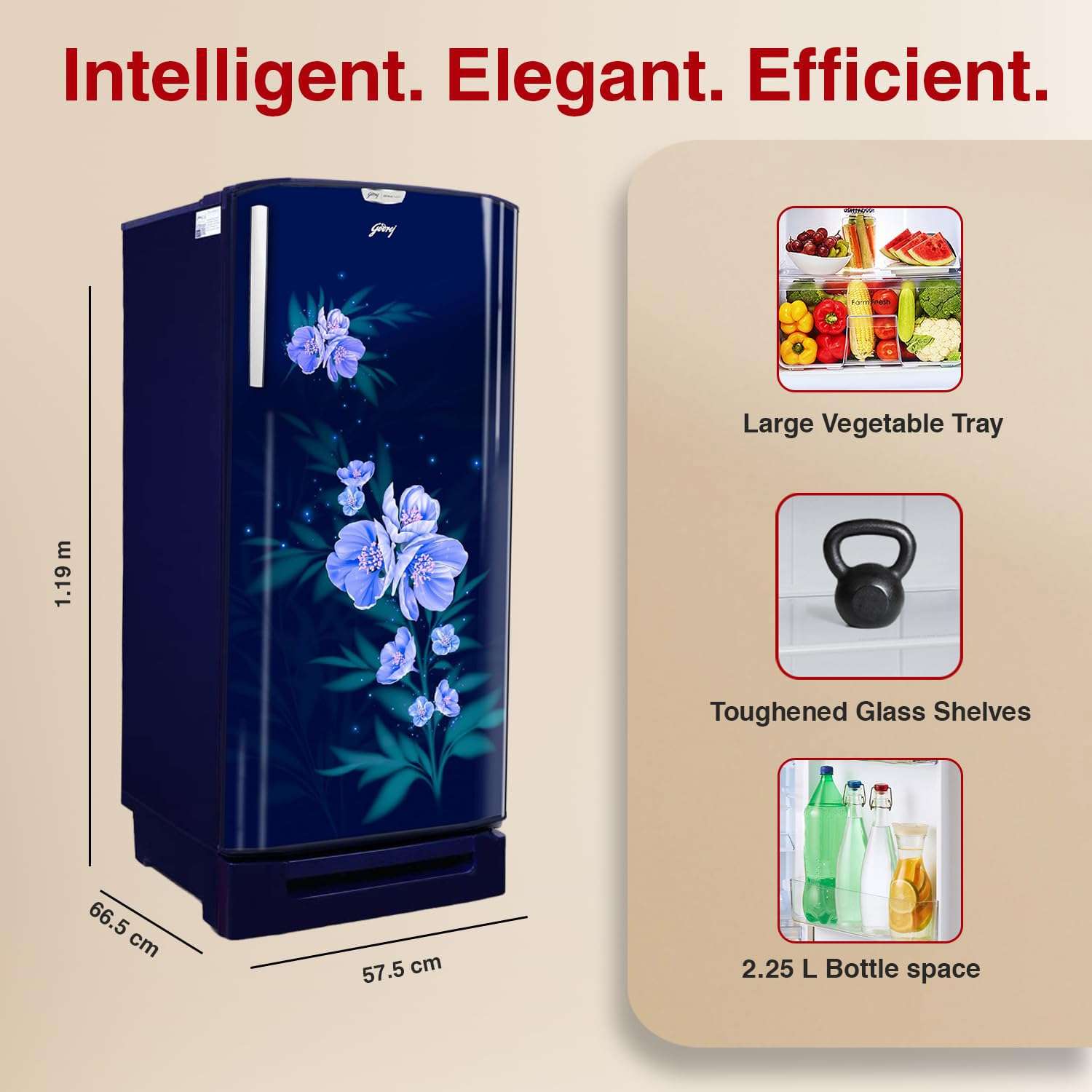 Godrej 180 L 4 Star Turbo Cooling Technology, 24 Days Farm Freshness Direct Cool Single Door Refrigerator With Base Drawer (2024 Model, RD EDGENEO 207D TDF MP BL, Maple Blue) 5