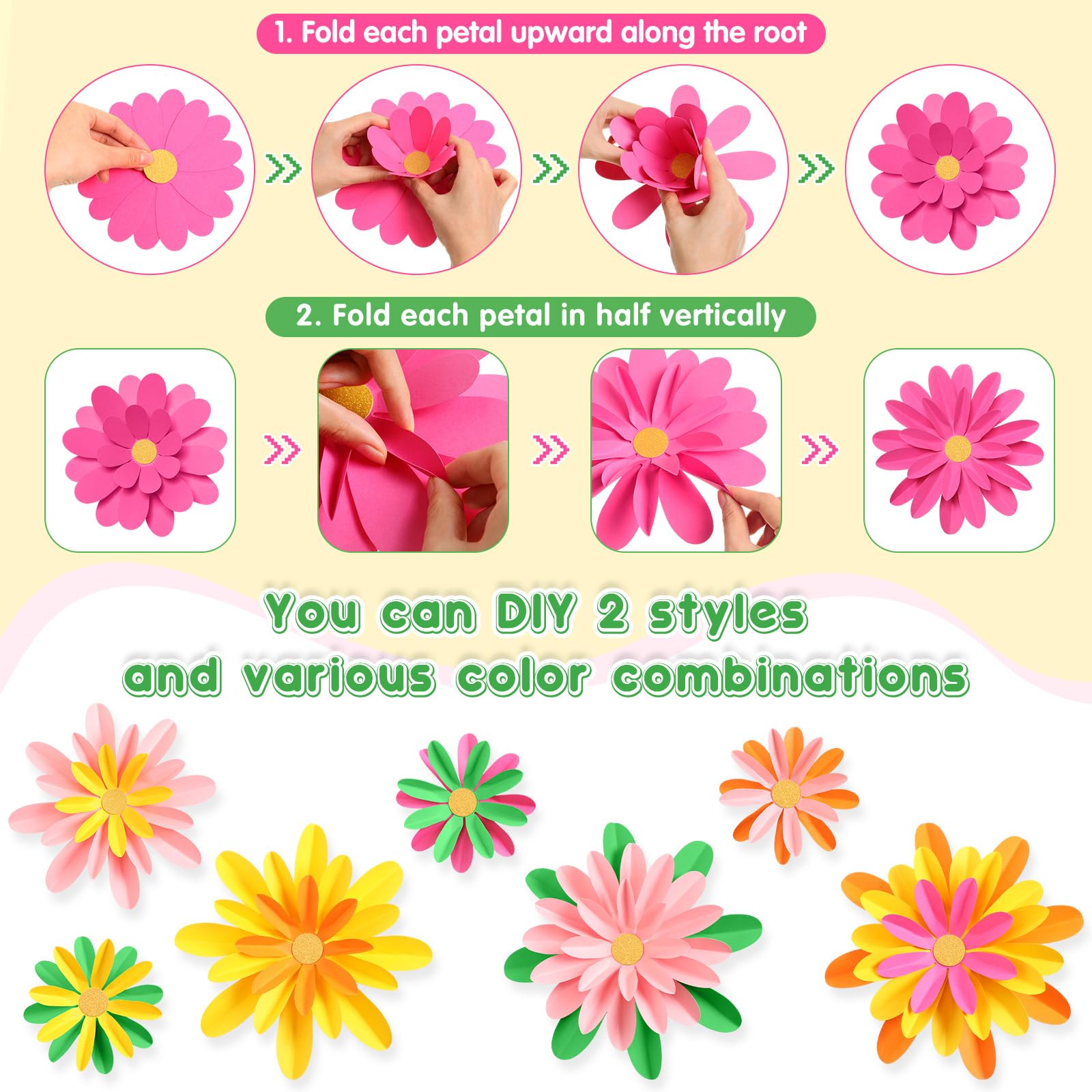 MotiMind 18 Pcs Paper Flowers Decorations for Wall DIY Paper Flower Bulletin Board 3D Fiesta Paper Floral Backdrop Decoration for Photo Backdrop Classroom Back to School Party 5