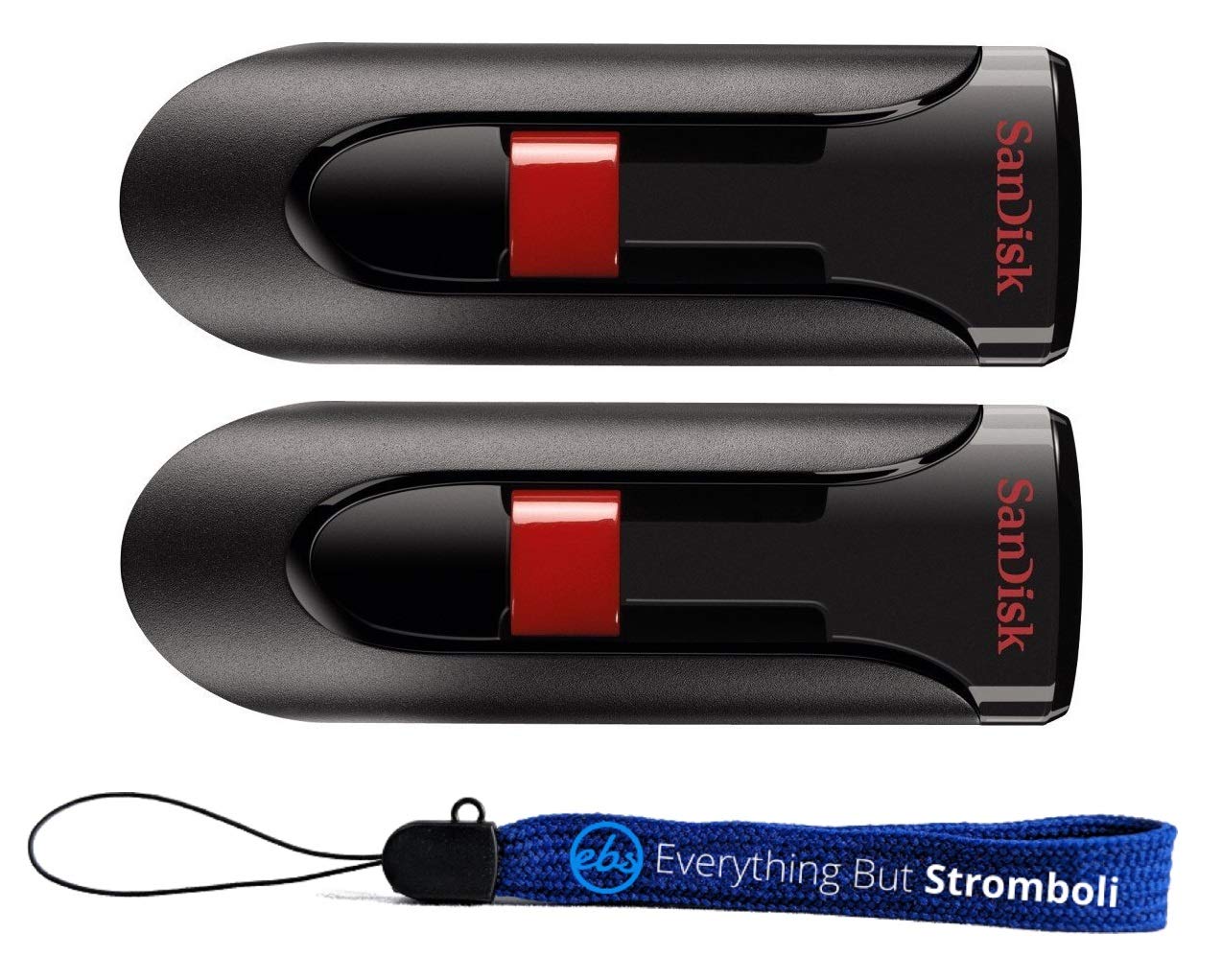 SanDisk Cruzer Glide 128GB Flash Drive (2 Pack) USB 2.0 Port Jump Drive Pen Drive (SDCZ60-128-B35) Bundle with (1) Everything But Stromboli Lanyard 1