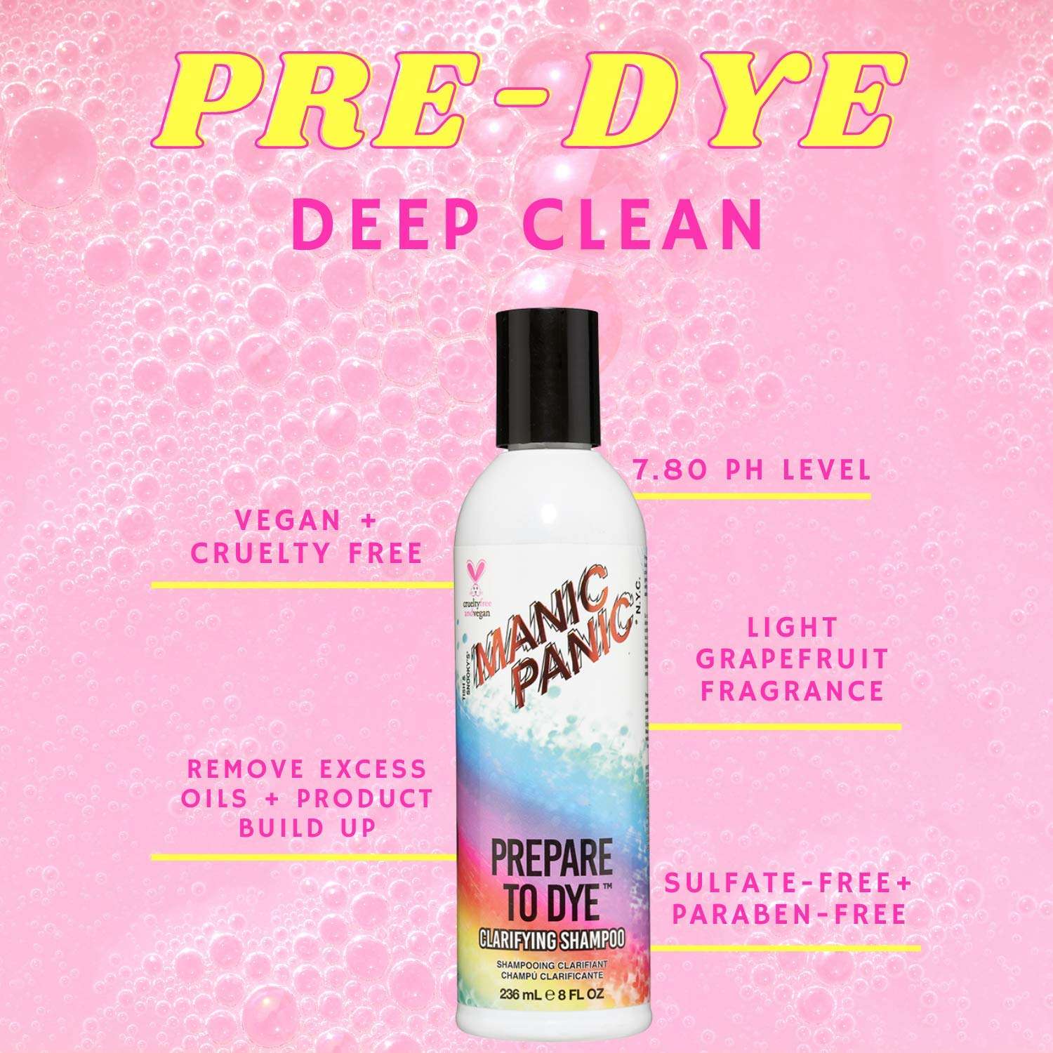 MANIC PANIC Flash Lightning Hair Bleach Kit 30 Volume Developer Bundle with Prepare to Dye Clarifying Shampoo, Shampoo and Conditioner Set for Colored Hair and Virgin Snow Blonde Toner 4