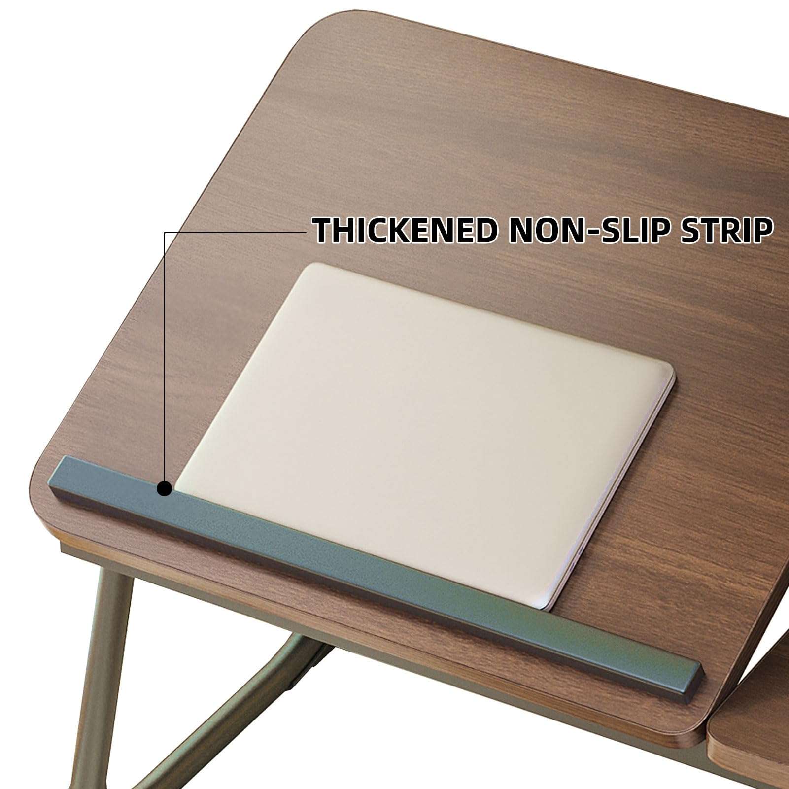 YPRNM Bed Desk for Laptop, Foldable Laptop Table for Bed and Sofa, Bed Trays for Eating and Laptops with Cup Holder, 5 Levels of Adjustable Height(Black Walnut) 6