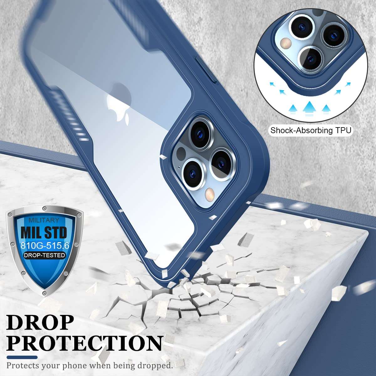 FUNMIKO for iPhone 13 Pro Max Case with Screen Protector,Mili-Grade Heavy Duty Protection Pass 21ft. Drop Tested Slim-fit Clear Cover Protective Phone Case for Apple iPhone 13 Pro Max 6.7" Black 4