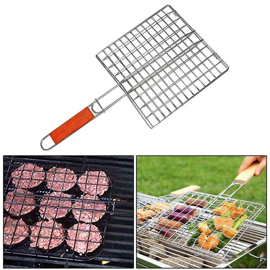 Matiko Portable Stainless Steel BBQ Barbecue Grilling Basket for Fish,Vegetables, Steak,Shrimp, Chops and Many Other Food .Great and Useful BBQ Tool {Small Size} 5