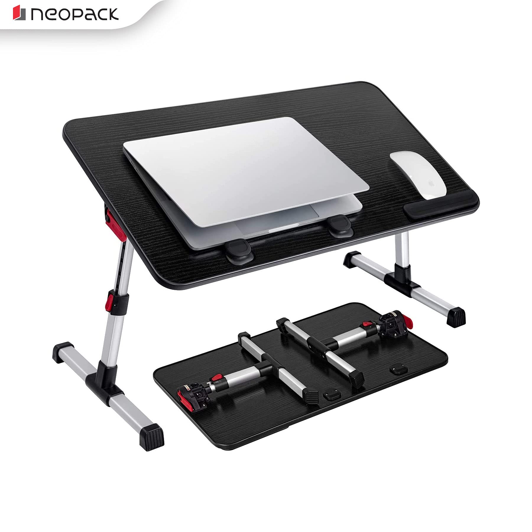 Neopack Aluminum Ergonomic Laptop Table/Portable Lap Desk With Foldable Legs (Fits: 13"- 16" Laptops & Macbooks)- Black 4